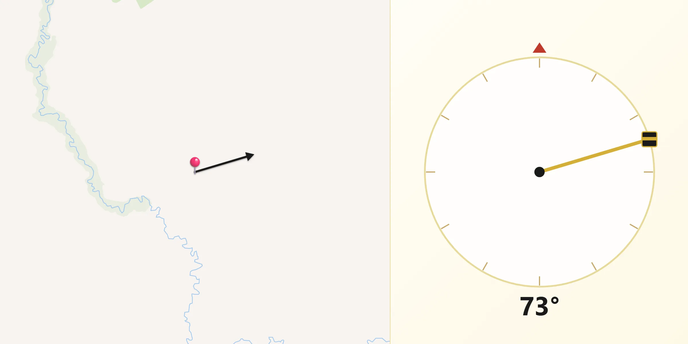 Dirección de la Qibla desde Departamento de Pilcomayo