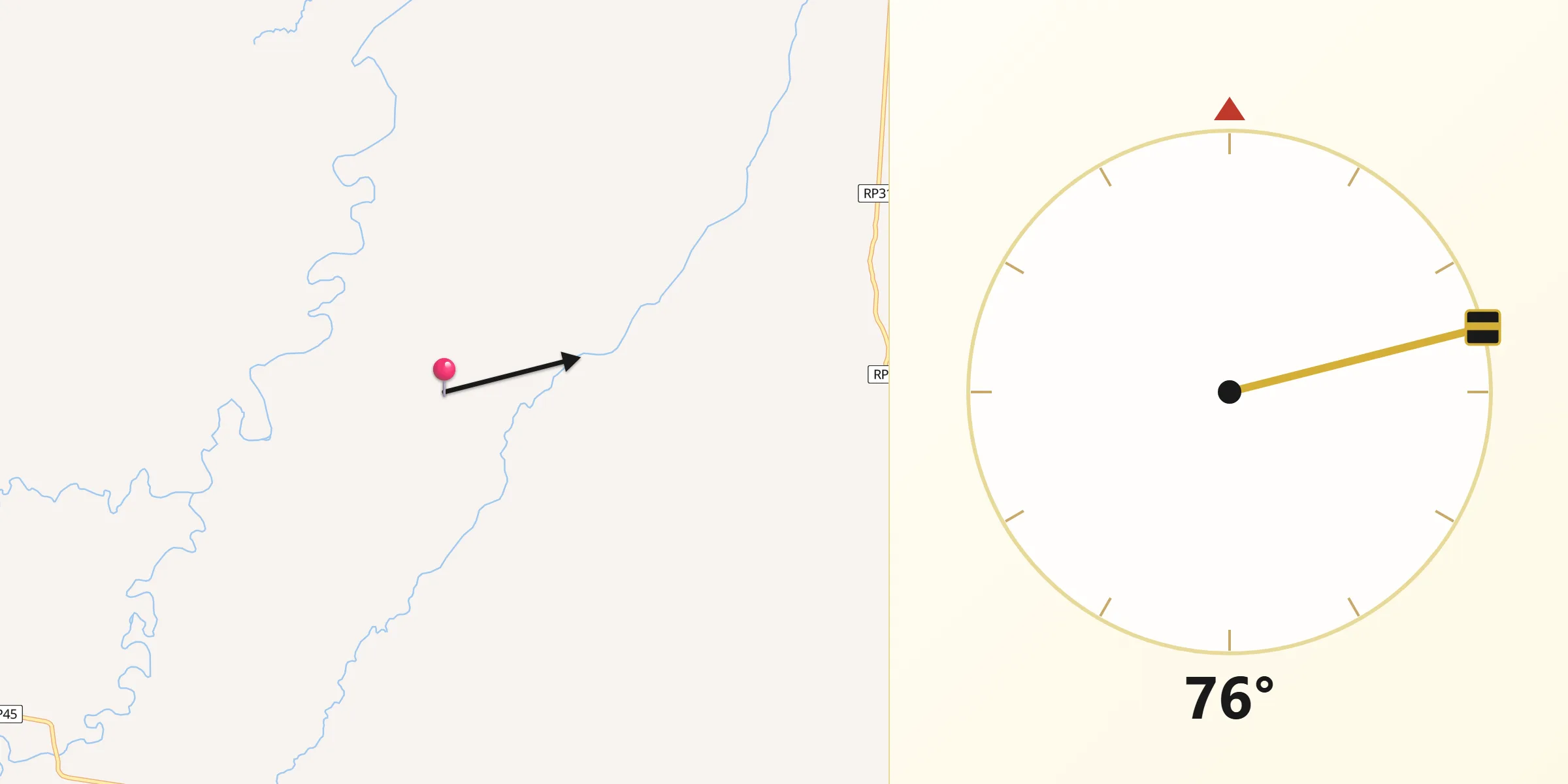 Dirección de la Qibla desde Departamento de Metán