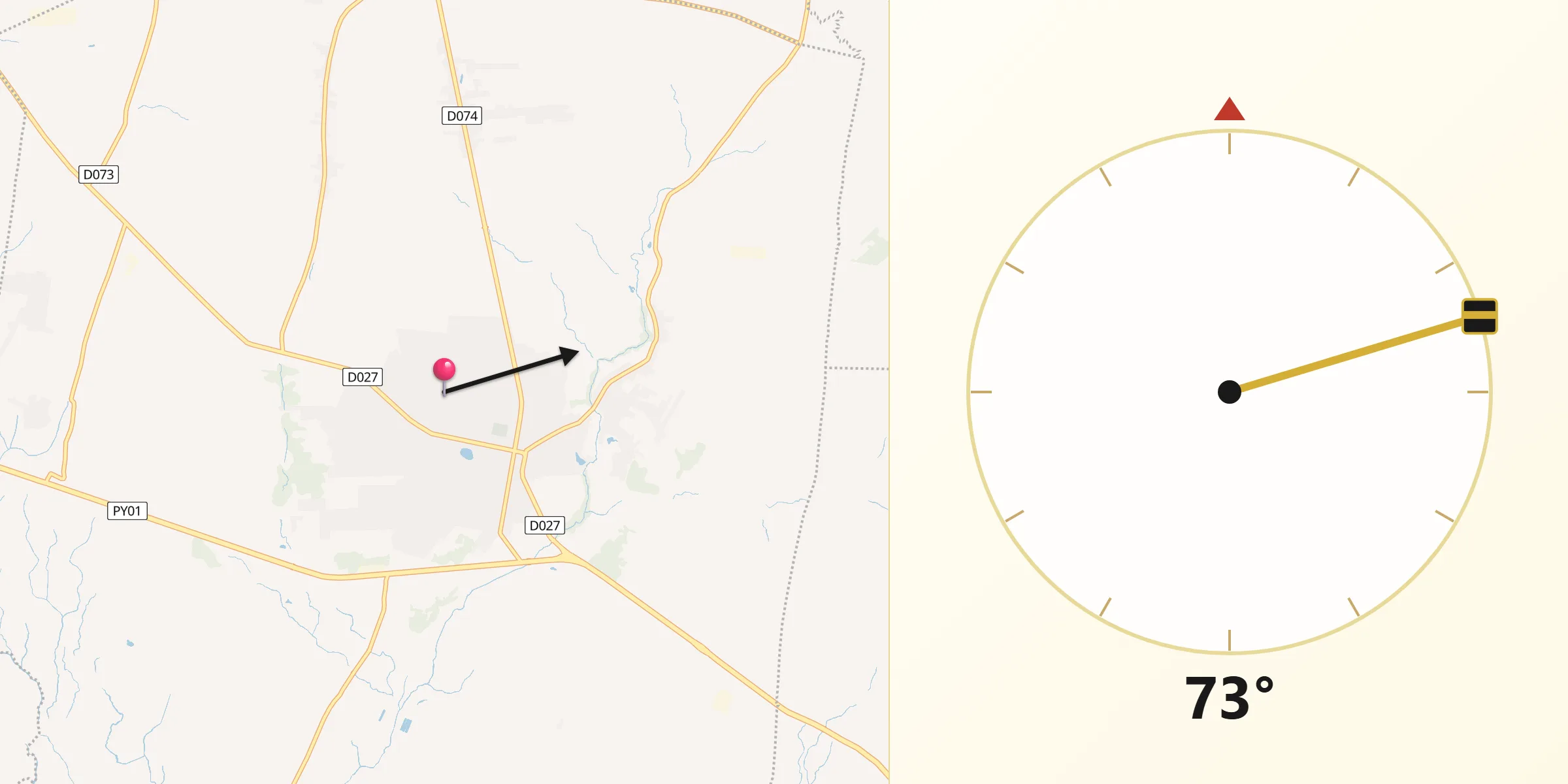 Dirección de la Qibla desde Itá