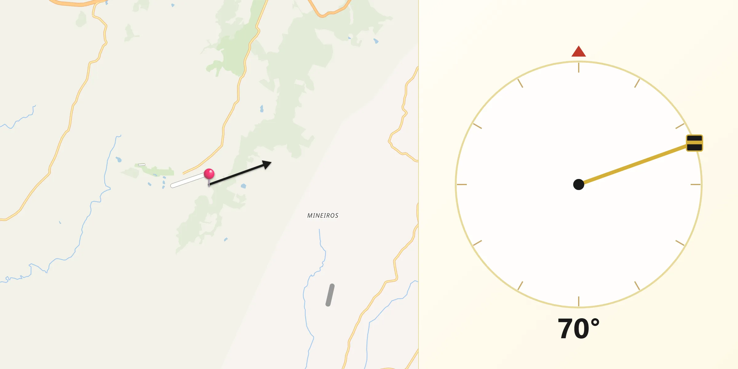 Direção da Qibla a partir de Balsa Nova