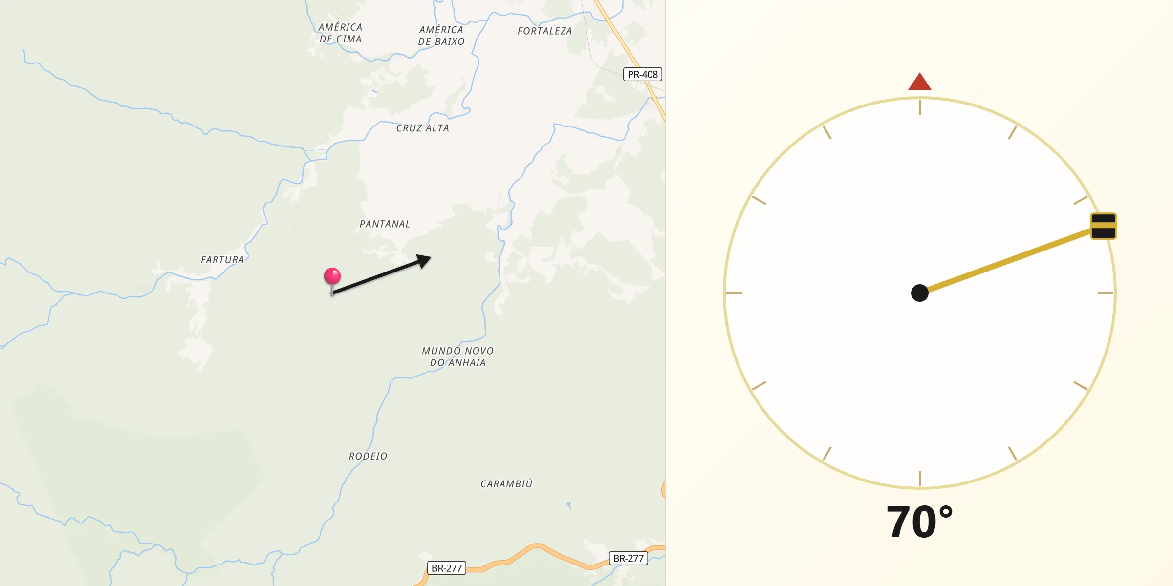 Direção da Qibla a partir de Morretes