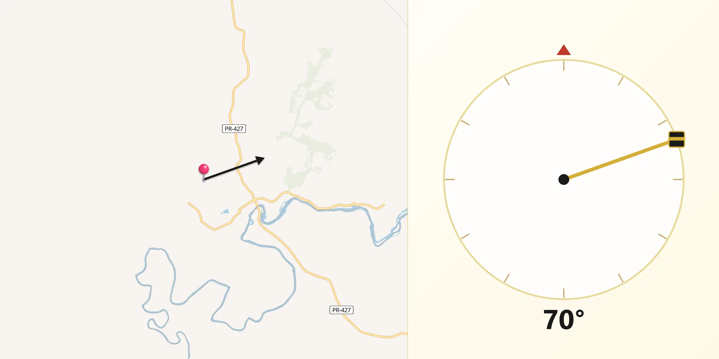 Direção da Qibla a partir de Porto Amazonas