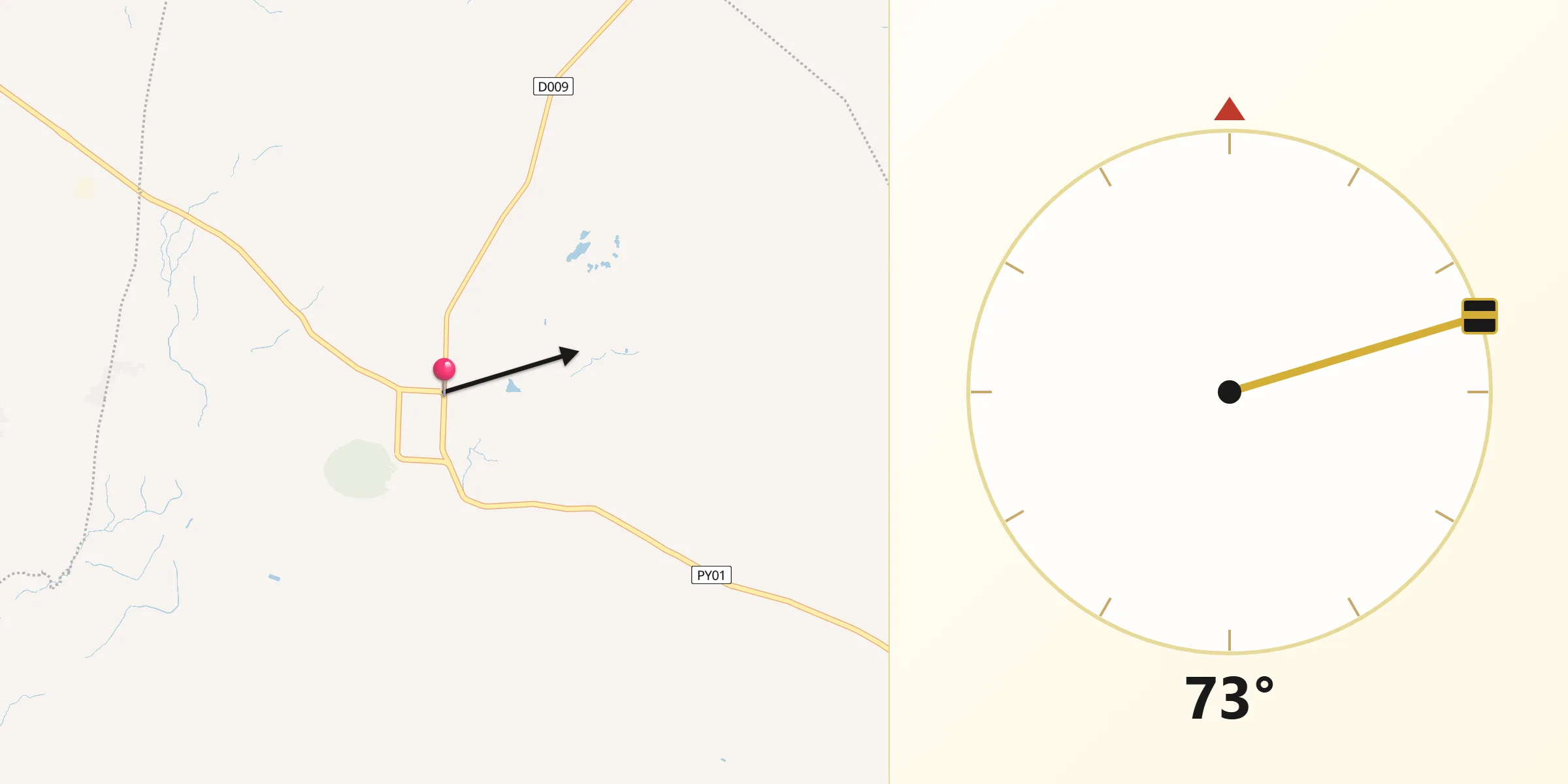 Dirección de la Qibla desde Yaguarón