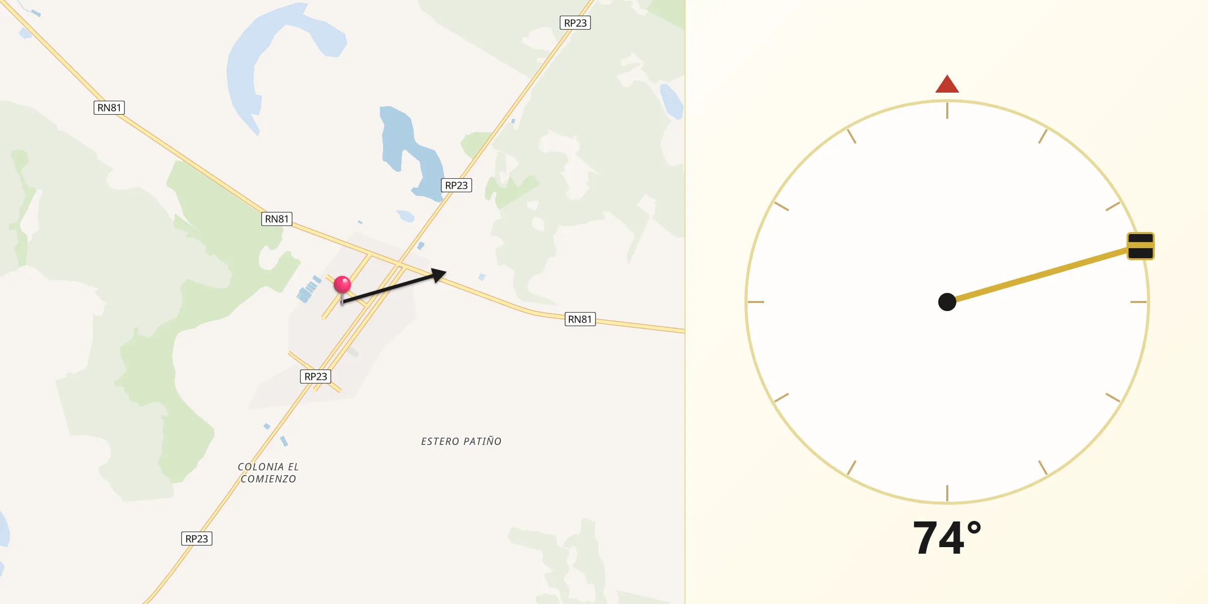 Dirección de la Qibla desde Palo Santo