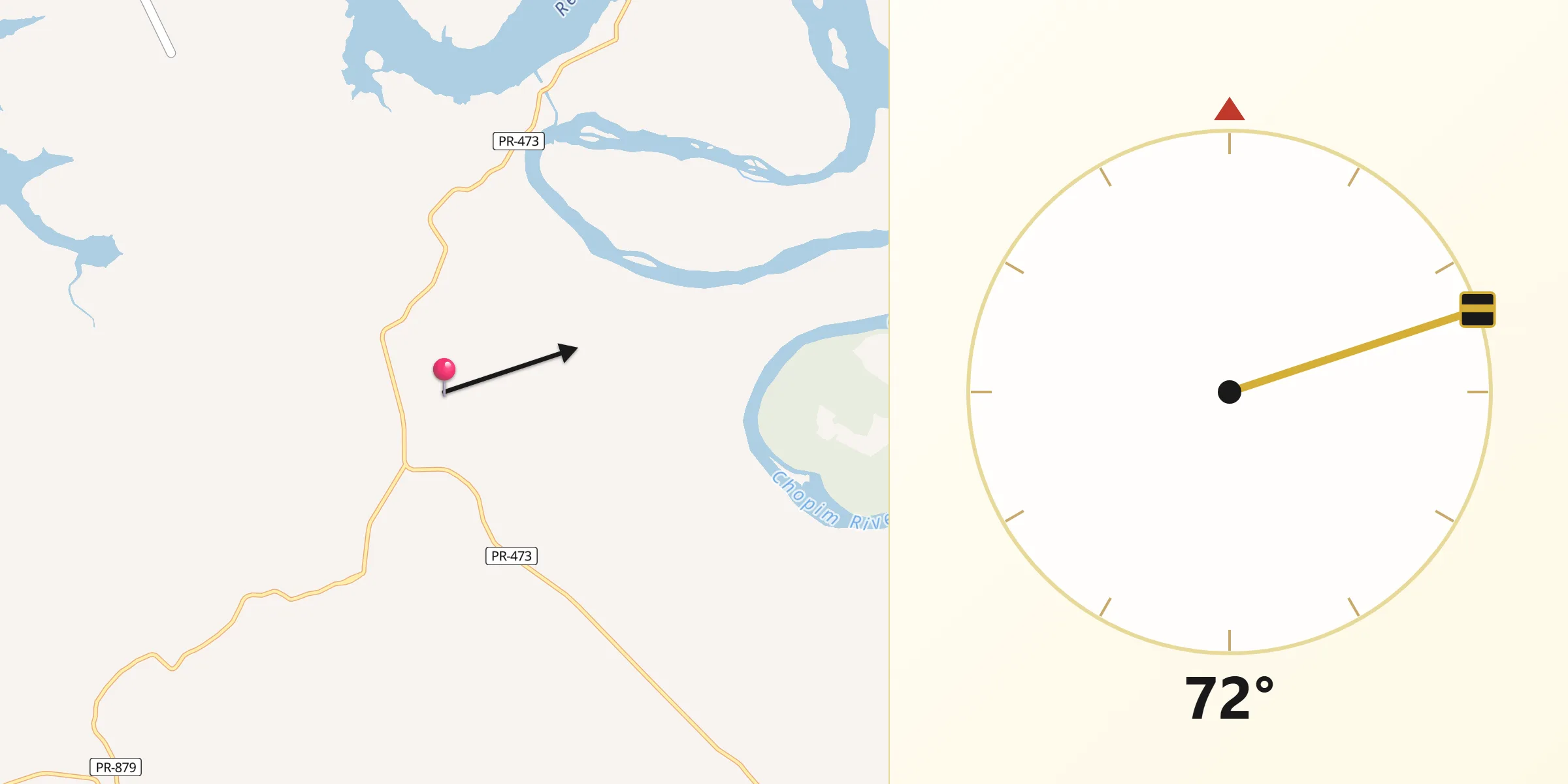 Direção da Qibla a partir de Cruzeiro do Iguaçu