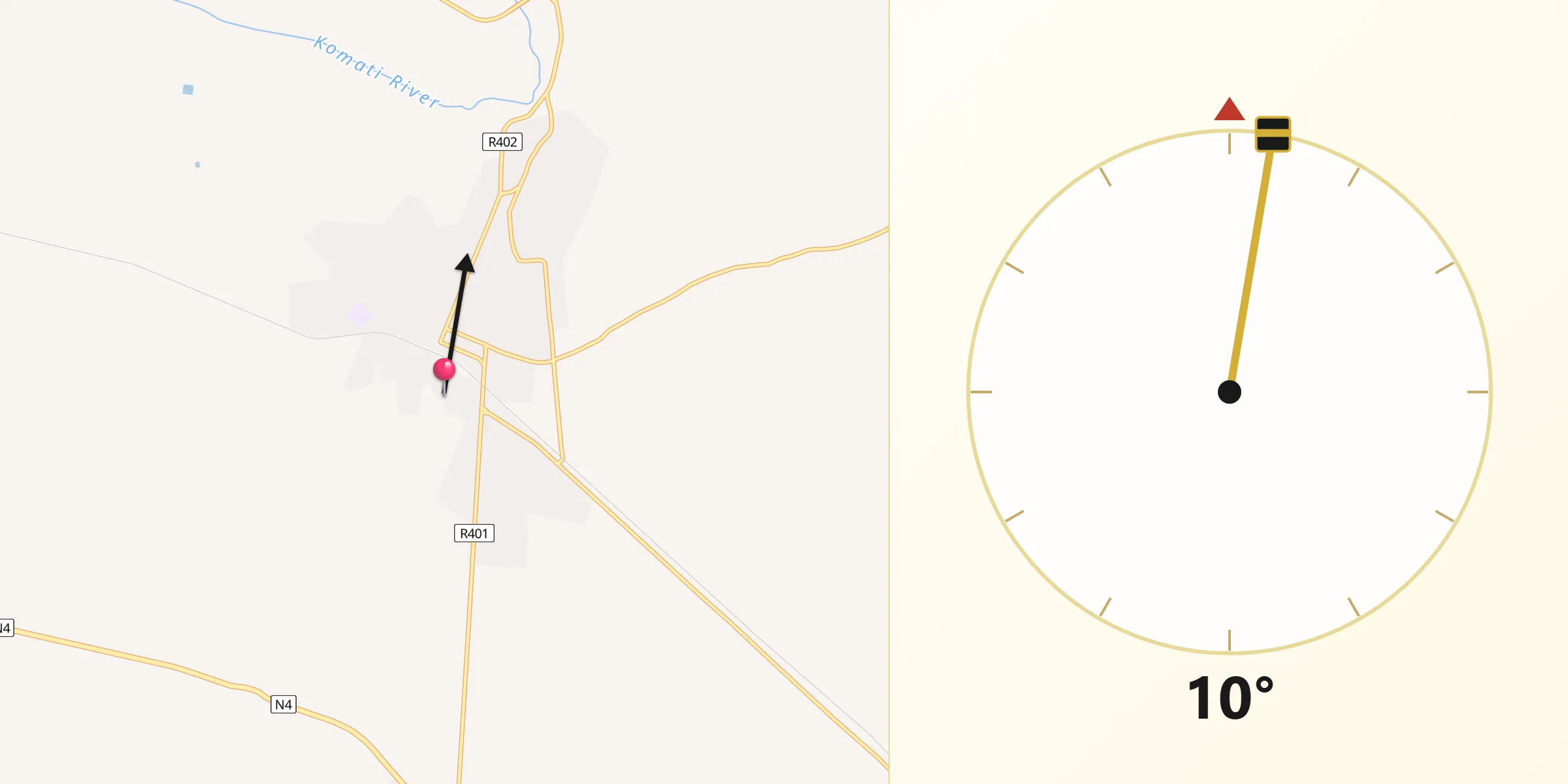 Direção da Qibla a partir de Moamba