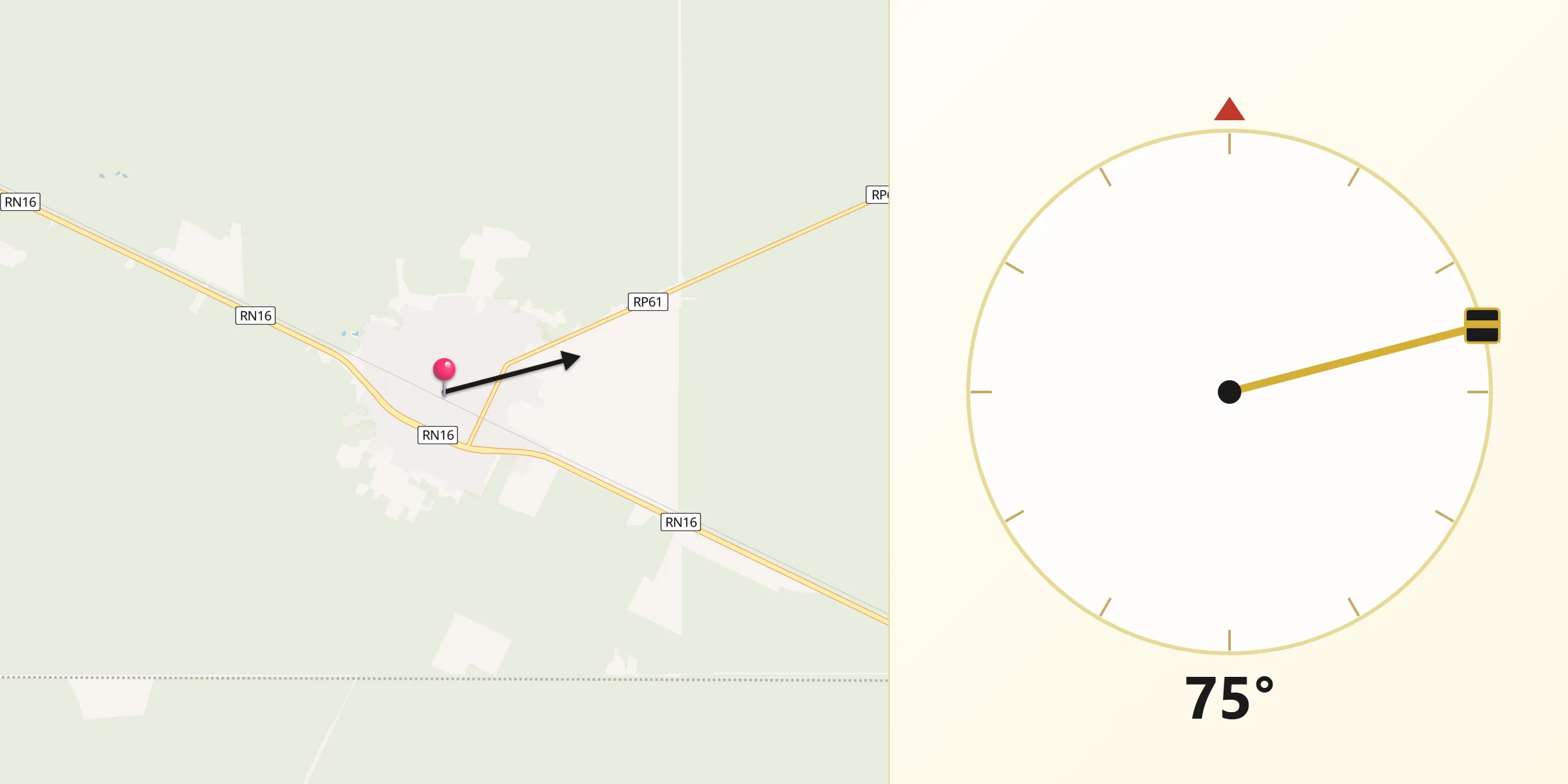 Dirección de la Qibla desde Taco Pozo