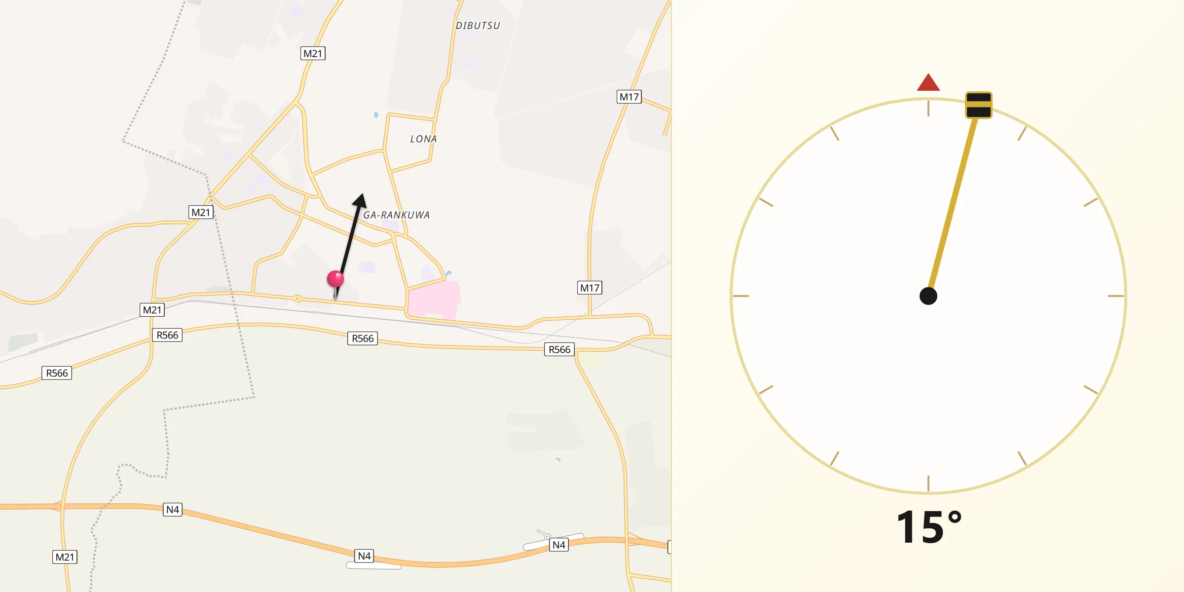 Qibla Direction from Ga-Rankuwa
