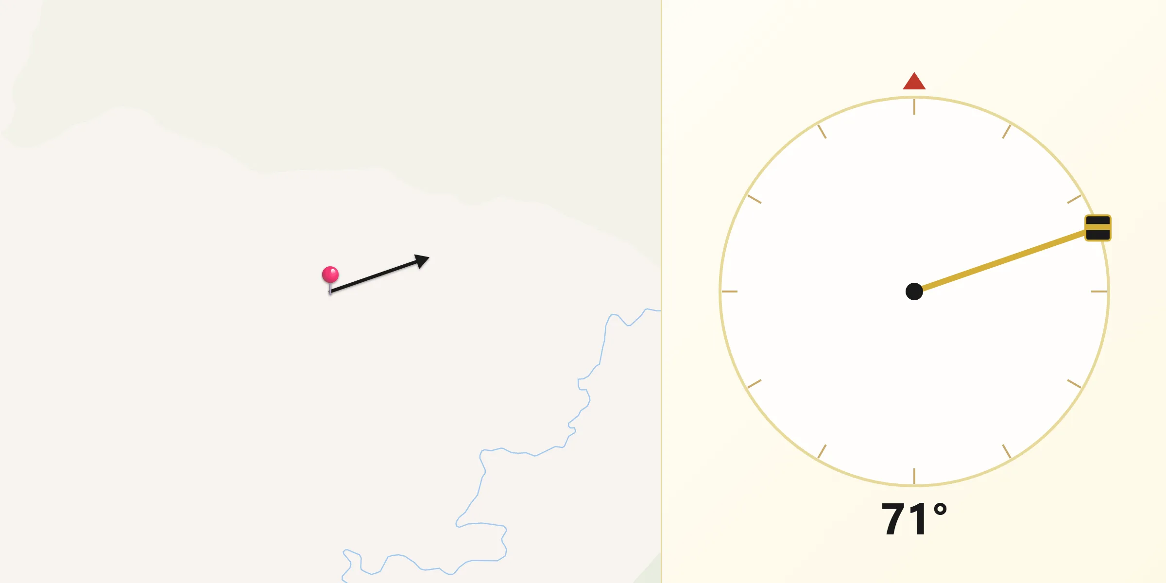 Direção da Qibla a partir de Inácio Martins