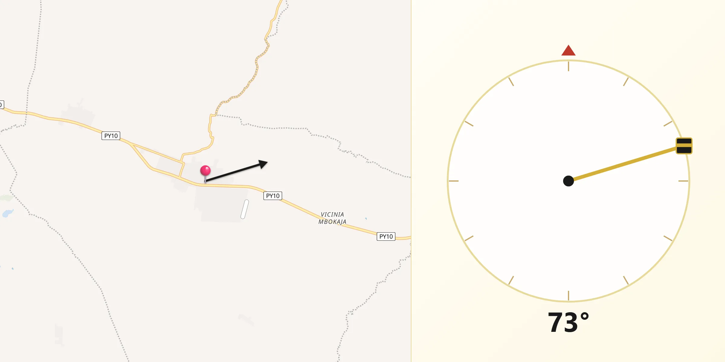 Dirección de la Qibla desde Sapucaí