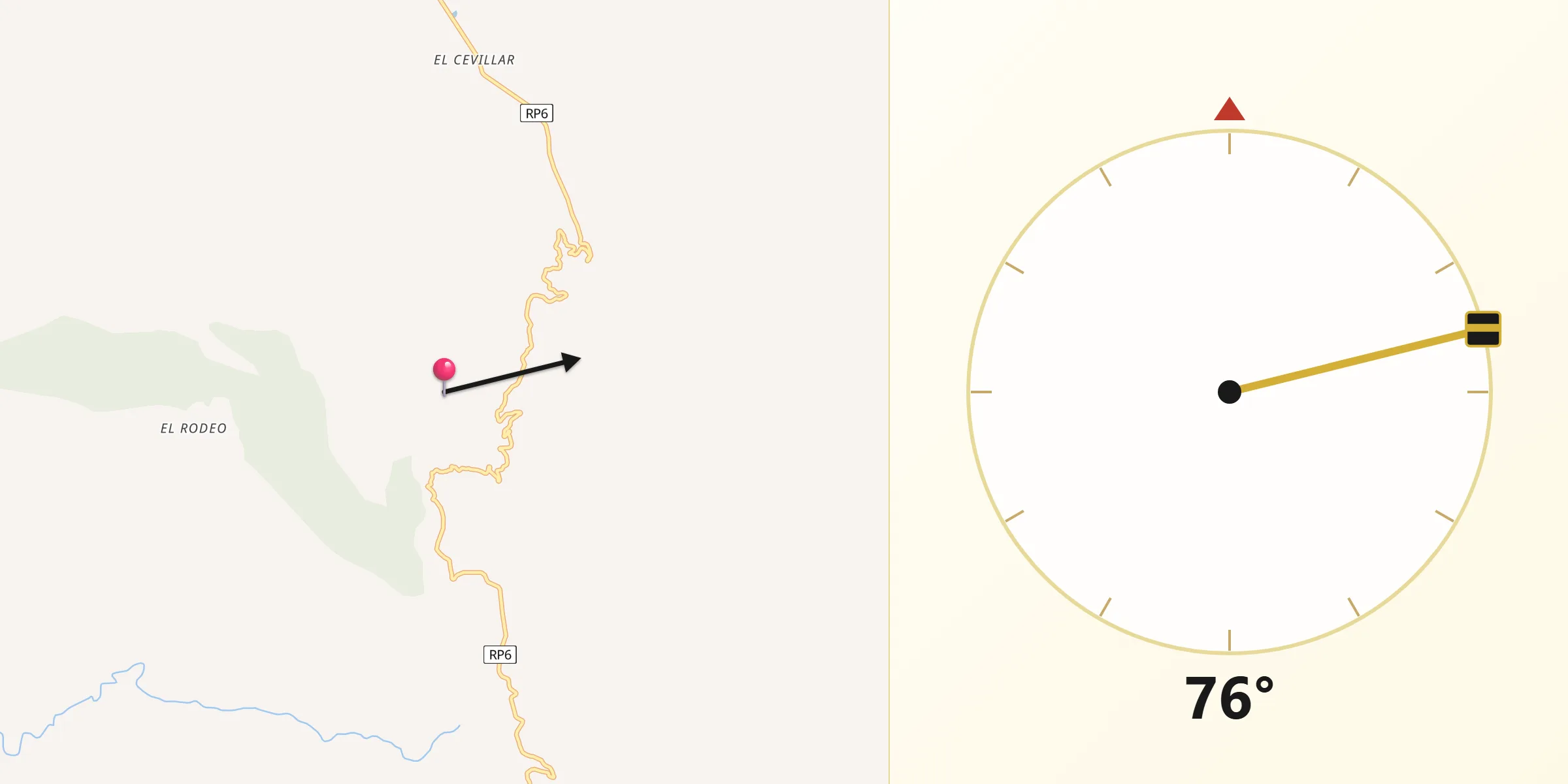 Dirección de la Qibla desde Departamento de Guachipas