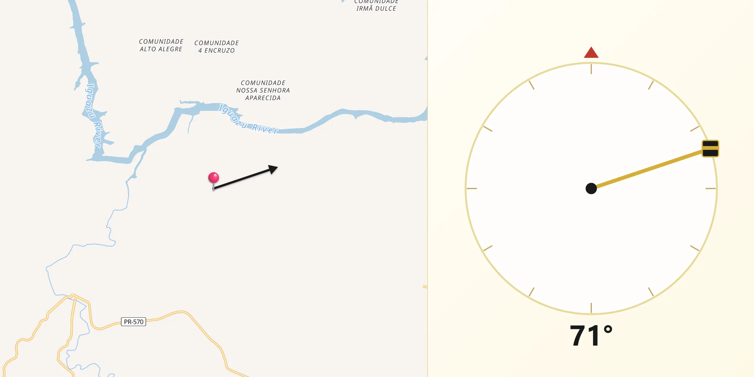 Direção da Qibla a partir de Sulina
