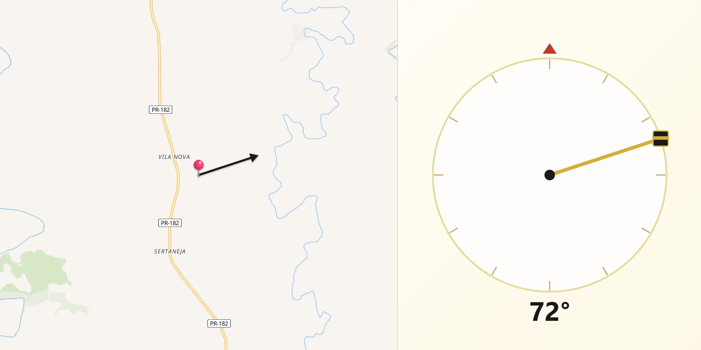 Direção da Qibla a partir de Realeza