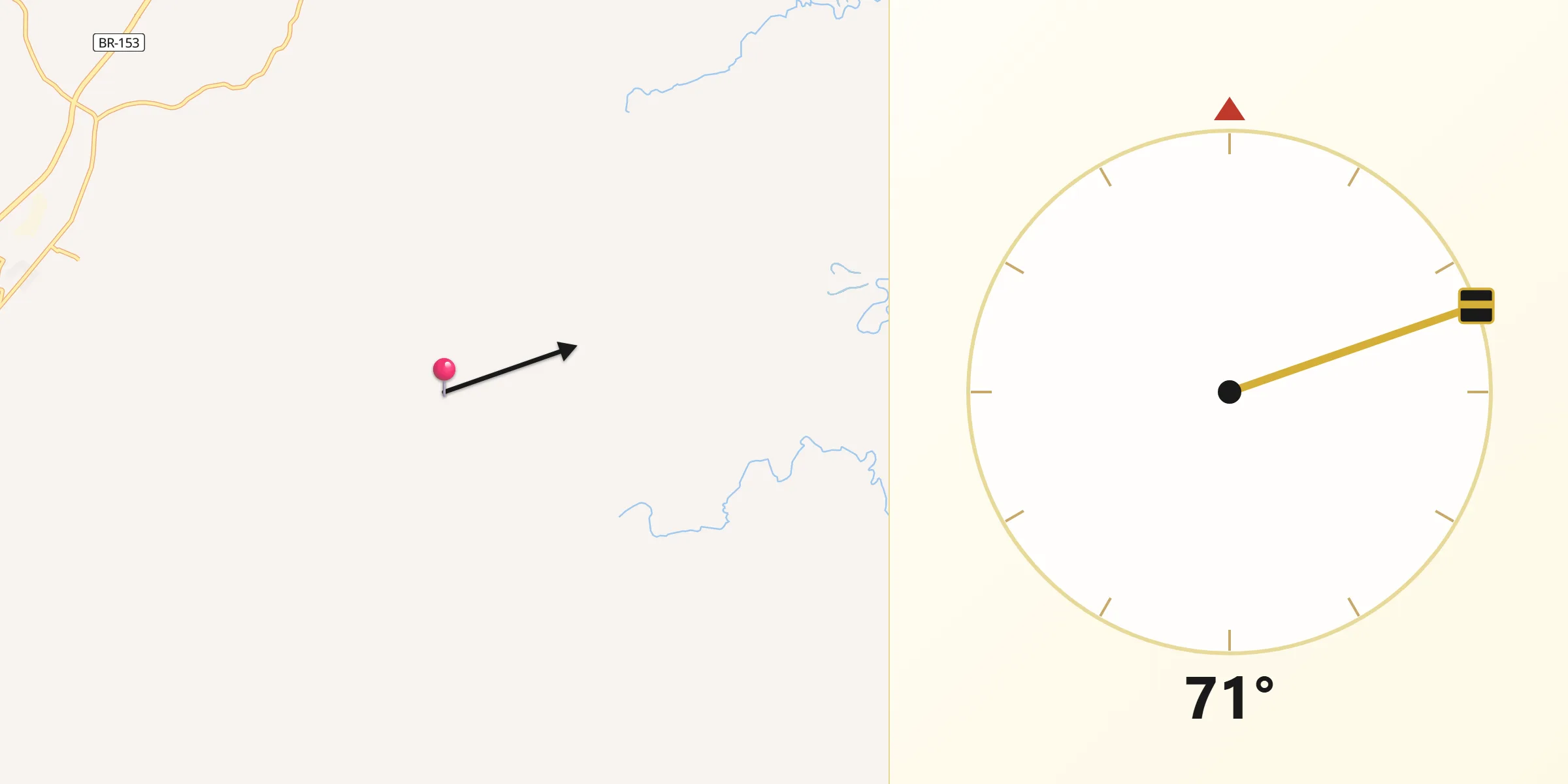Direção da Qibla a partir de Rio Azul