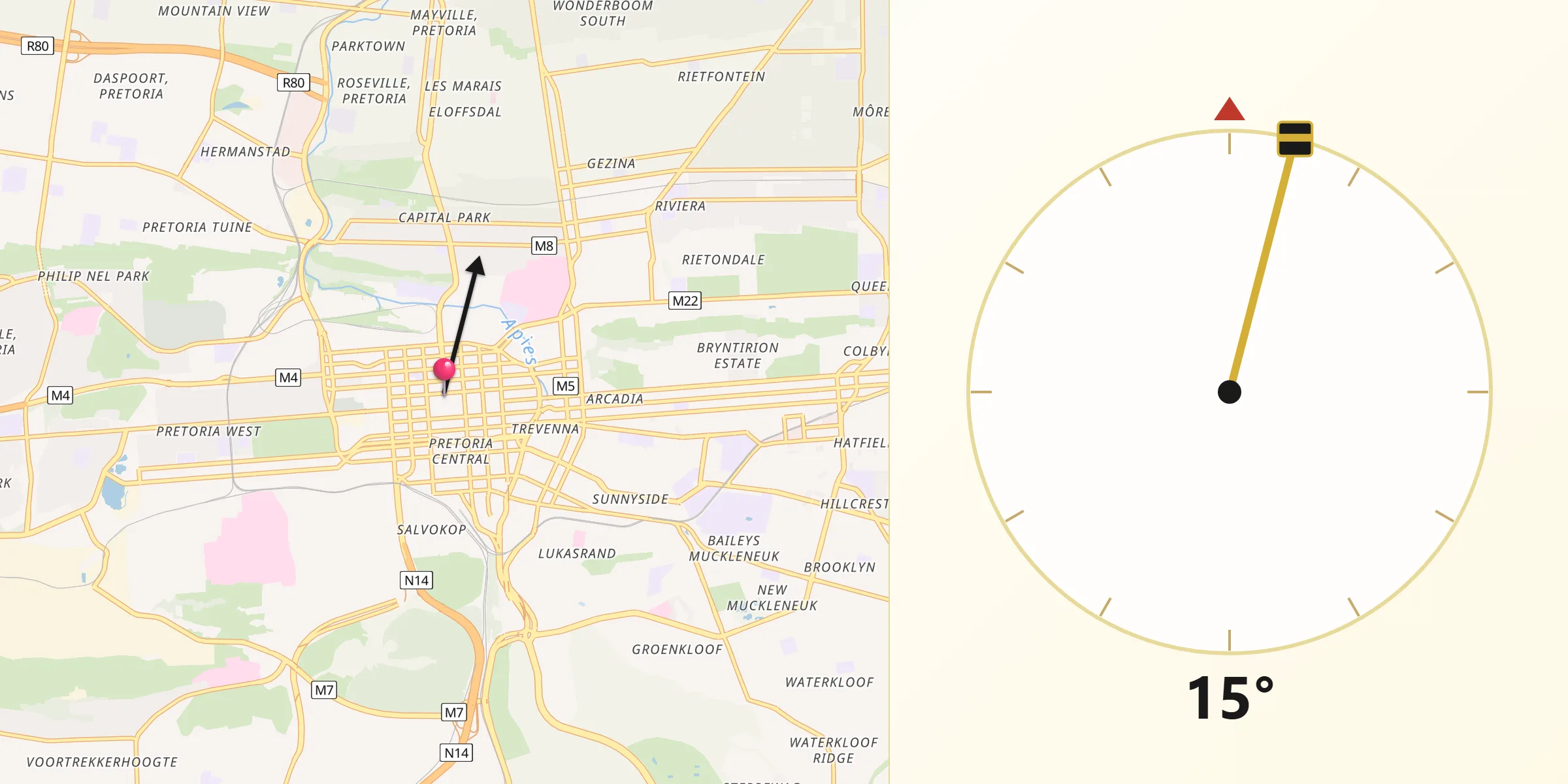 Qibla Direction from Pretoria
