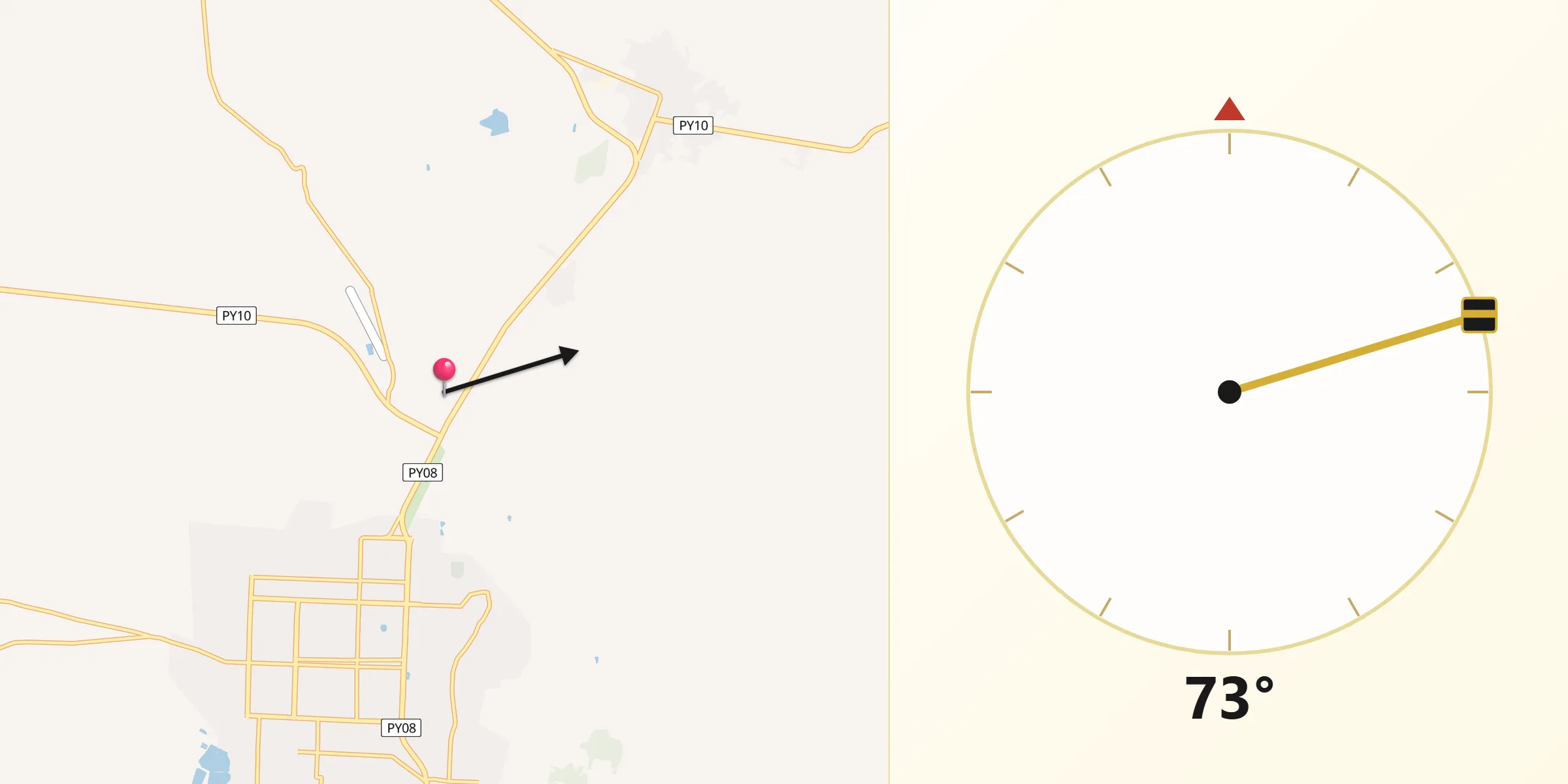 Dirección de la Qibla desde Villarrica