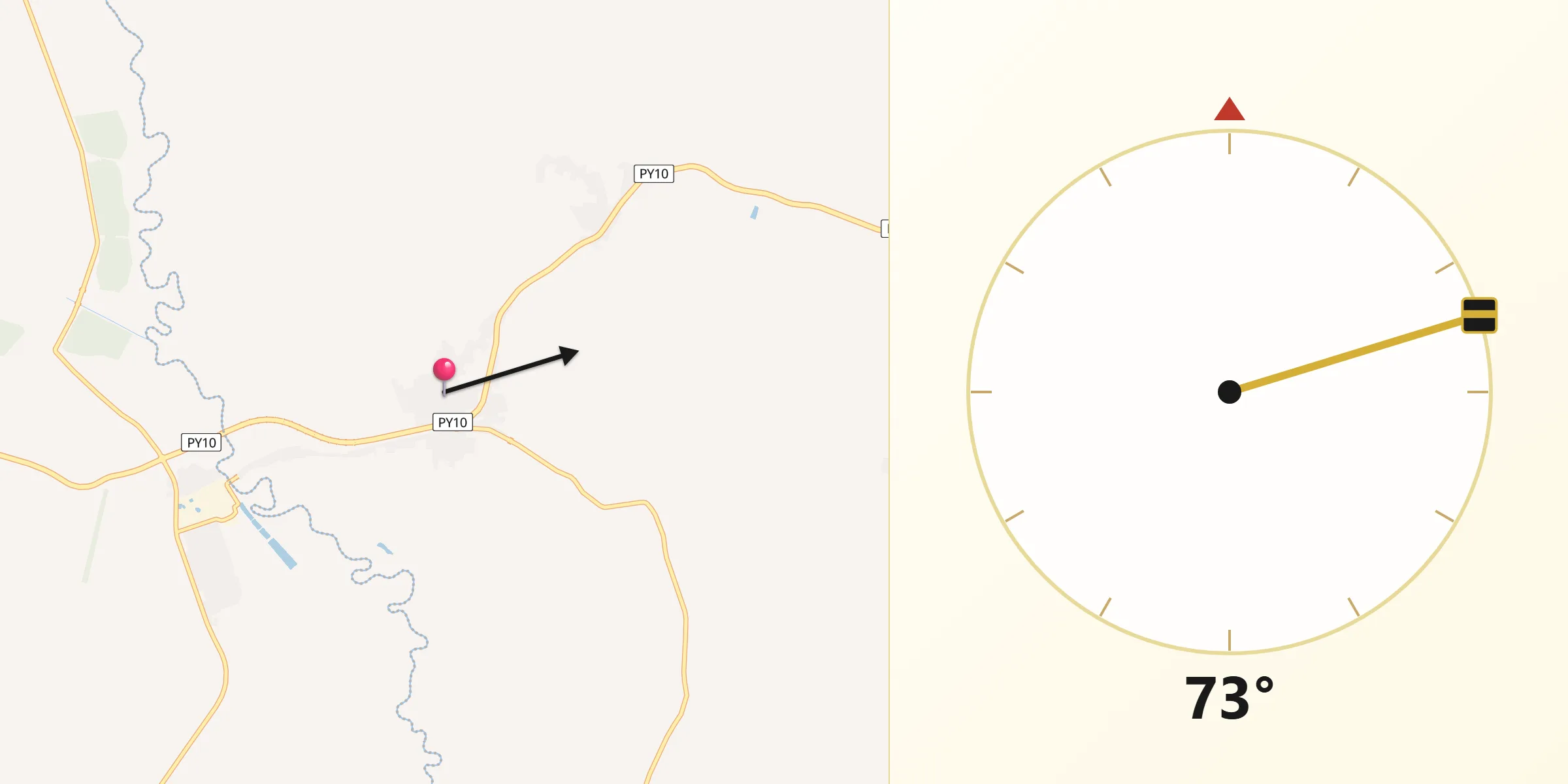 Dirección de la Qibla desde Coronel Martínez