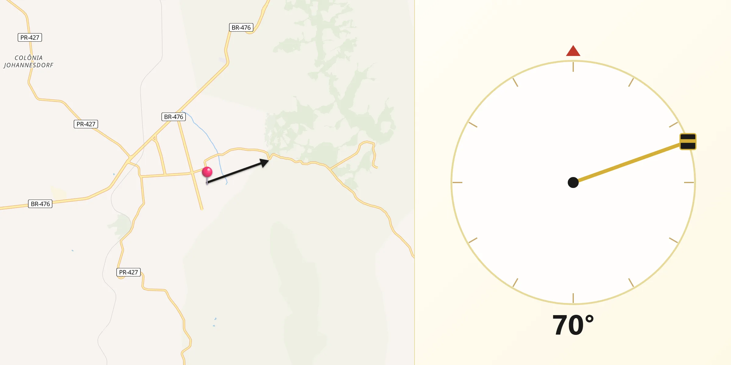 Direção da Qibla a partir de Lapa
