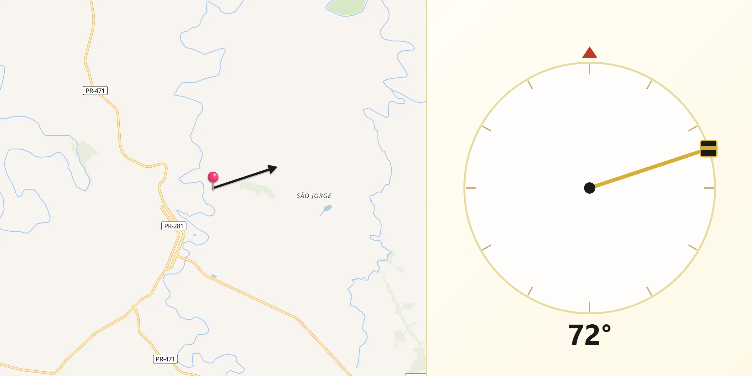 Direção da Qibla a partir de Salto do Lontra