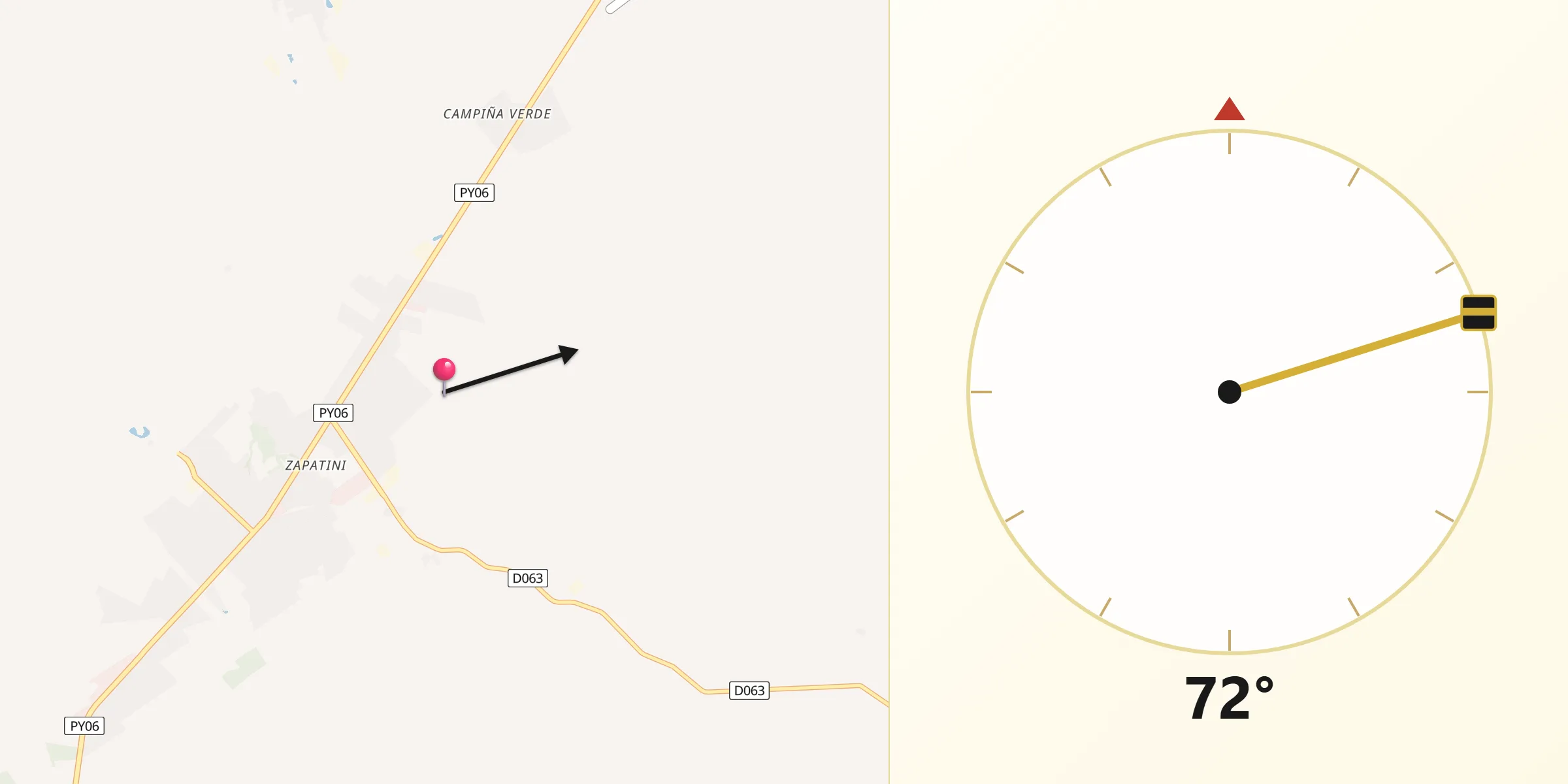 Dirección de la Qibla desde Santa Rita