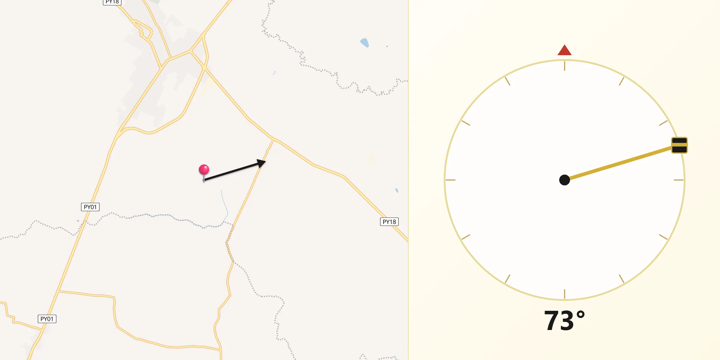 Dirección de la Qibla desde Carapeguá