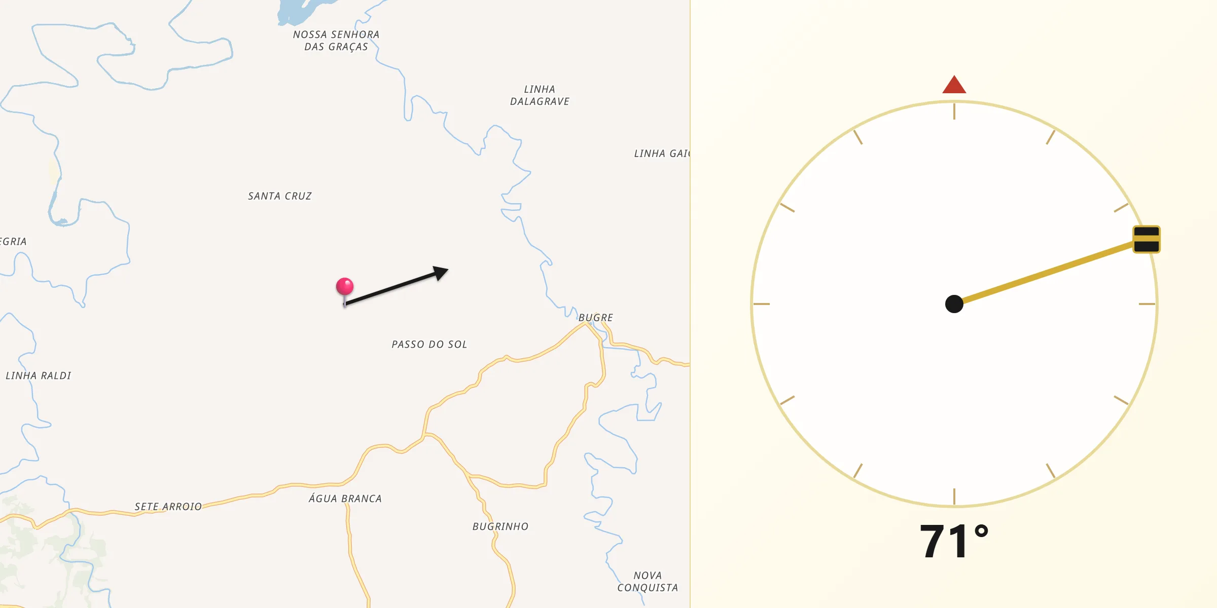 Direção da Qibla a partir de Chopinzinho