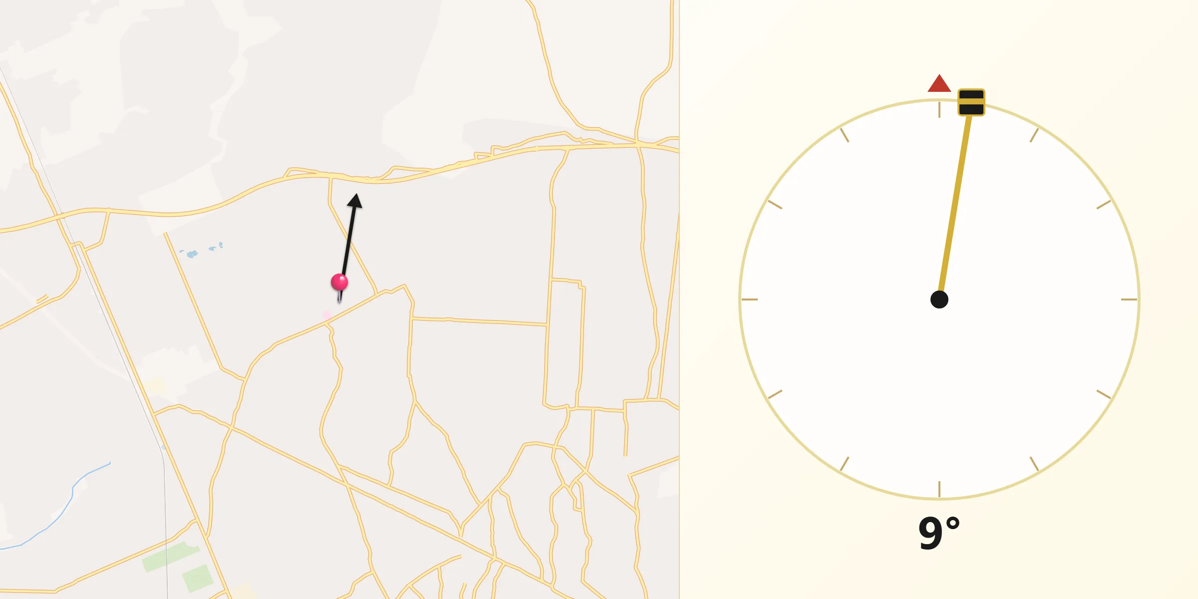 Direção da Qibla a partir de Concelho de Matola