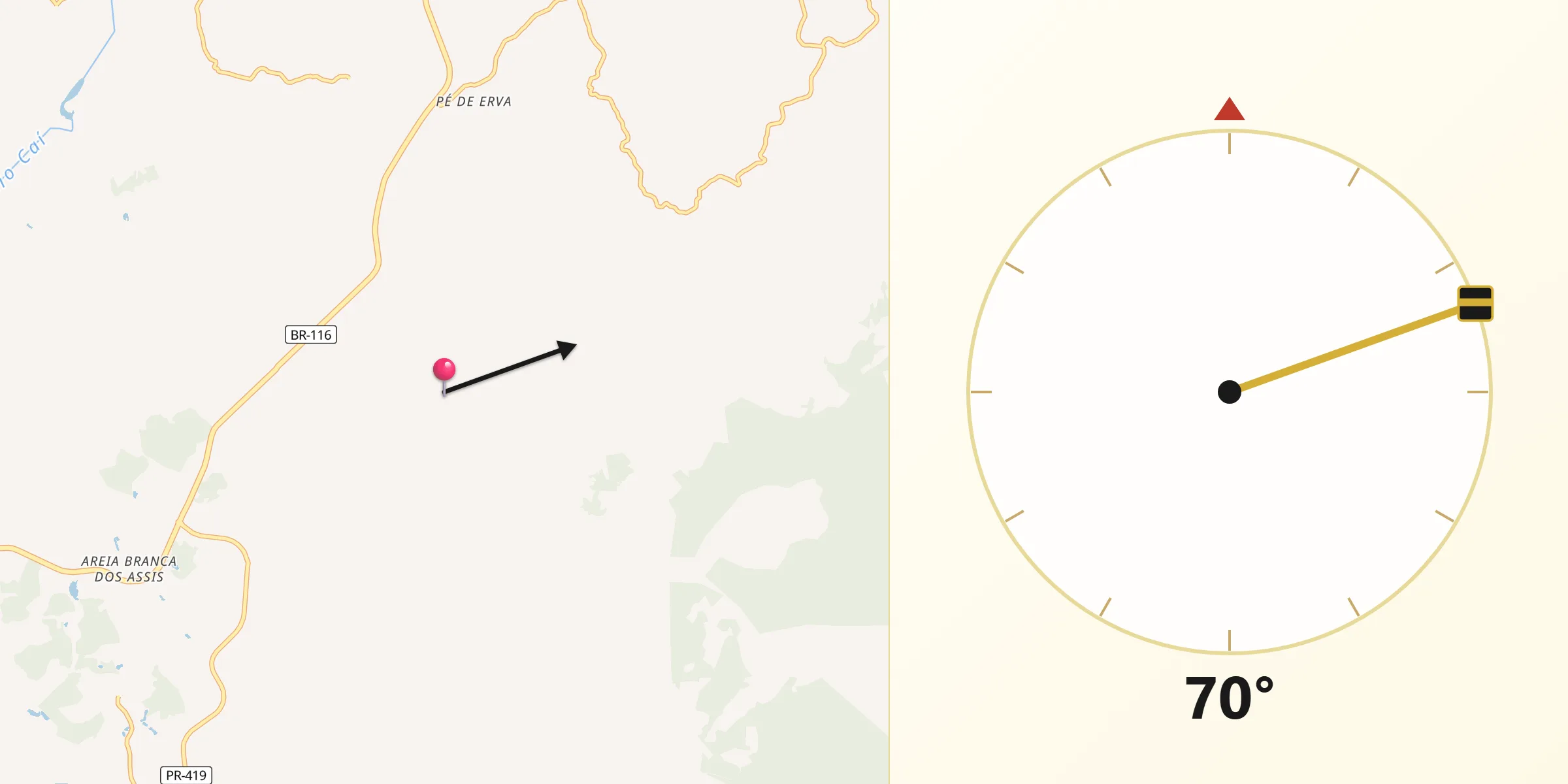 Direção da Qibla a partir de Mandirituba