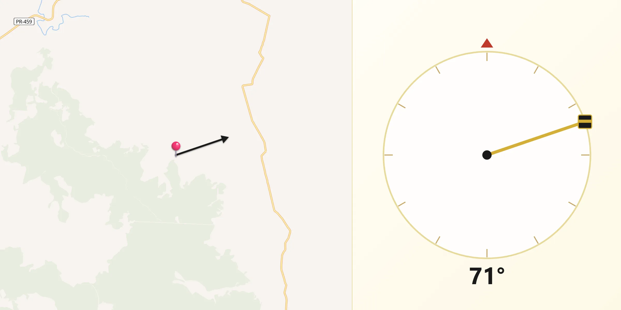 Direção da Qibla a partir de Reserva do Iguaçu