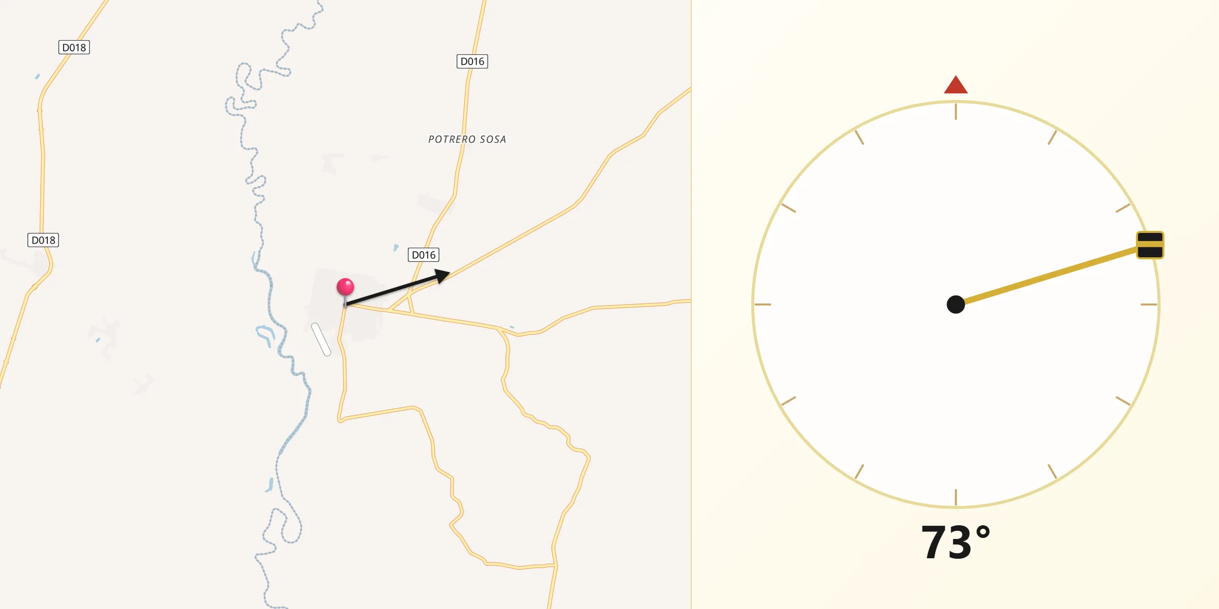 Dirección de la Qibla desde Itapé