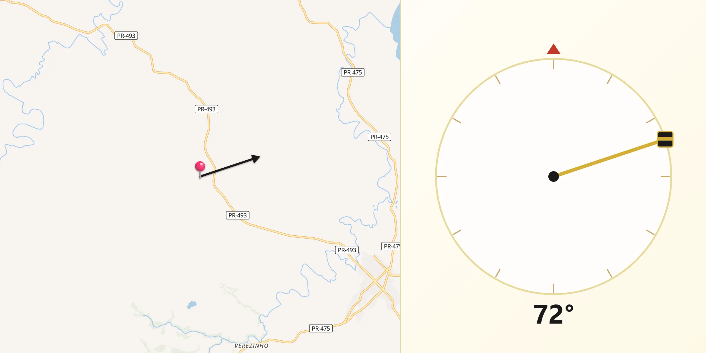 Direção da Qibla a partir de Verê