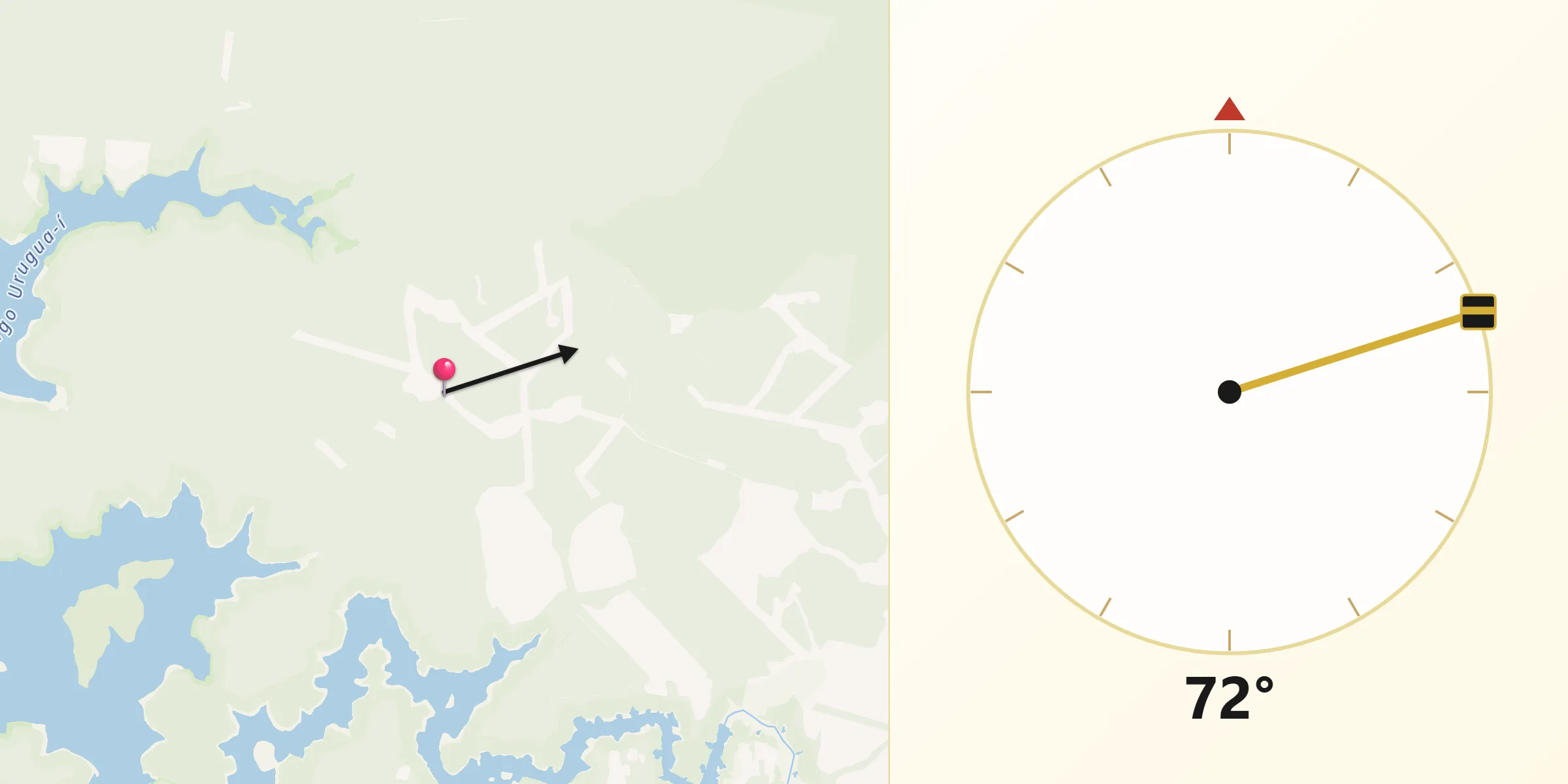 Dirección de la Qibla desde Departamento de Iguazú