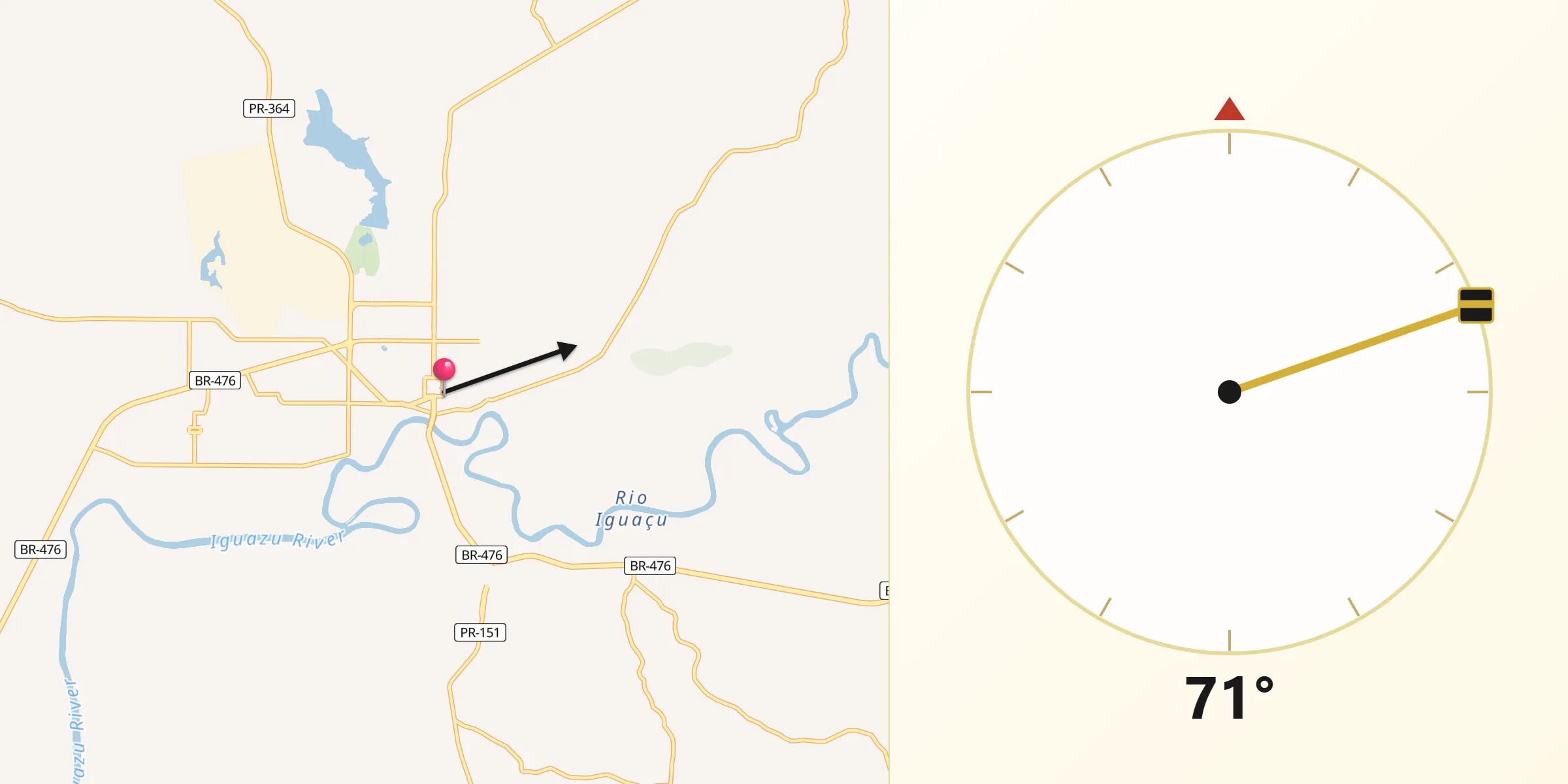 Direção da Qibla a partir de São Mateus do Sul