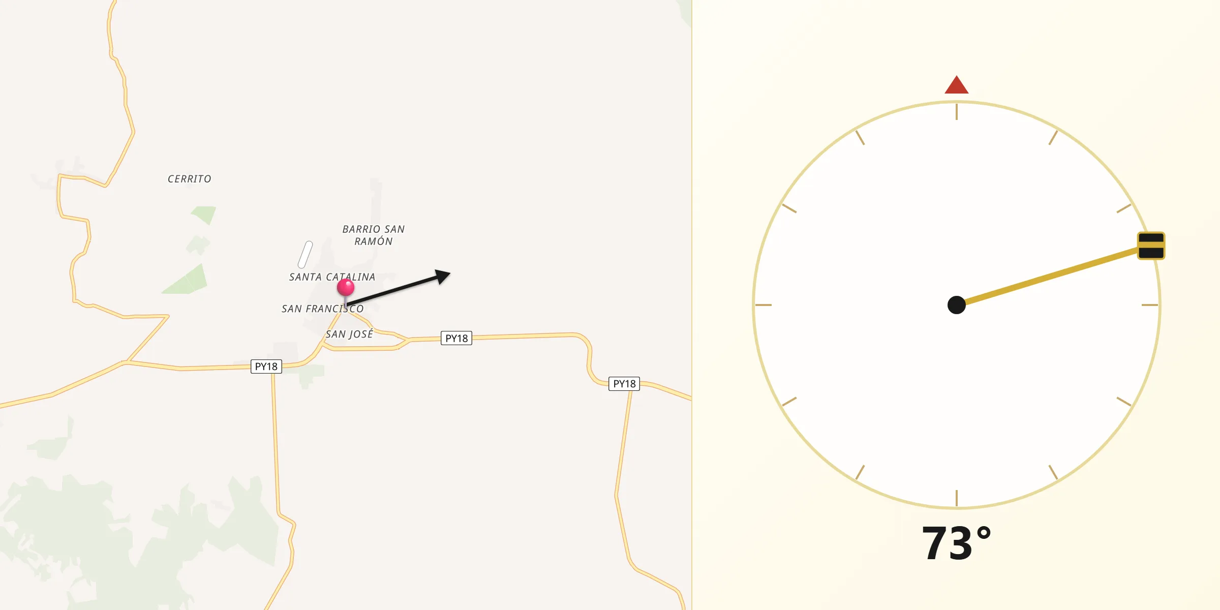 Dirección de la Qibla desde La Colmena