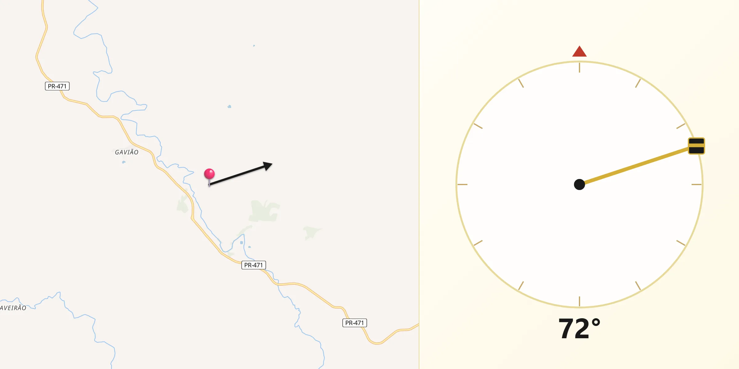 Direção da Qibla a partir de Nova Esperança do Sudoeste