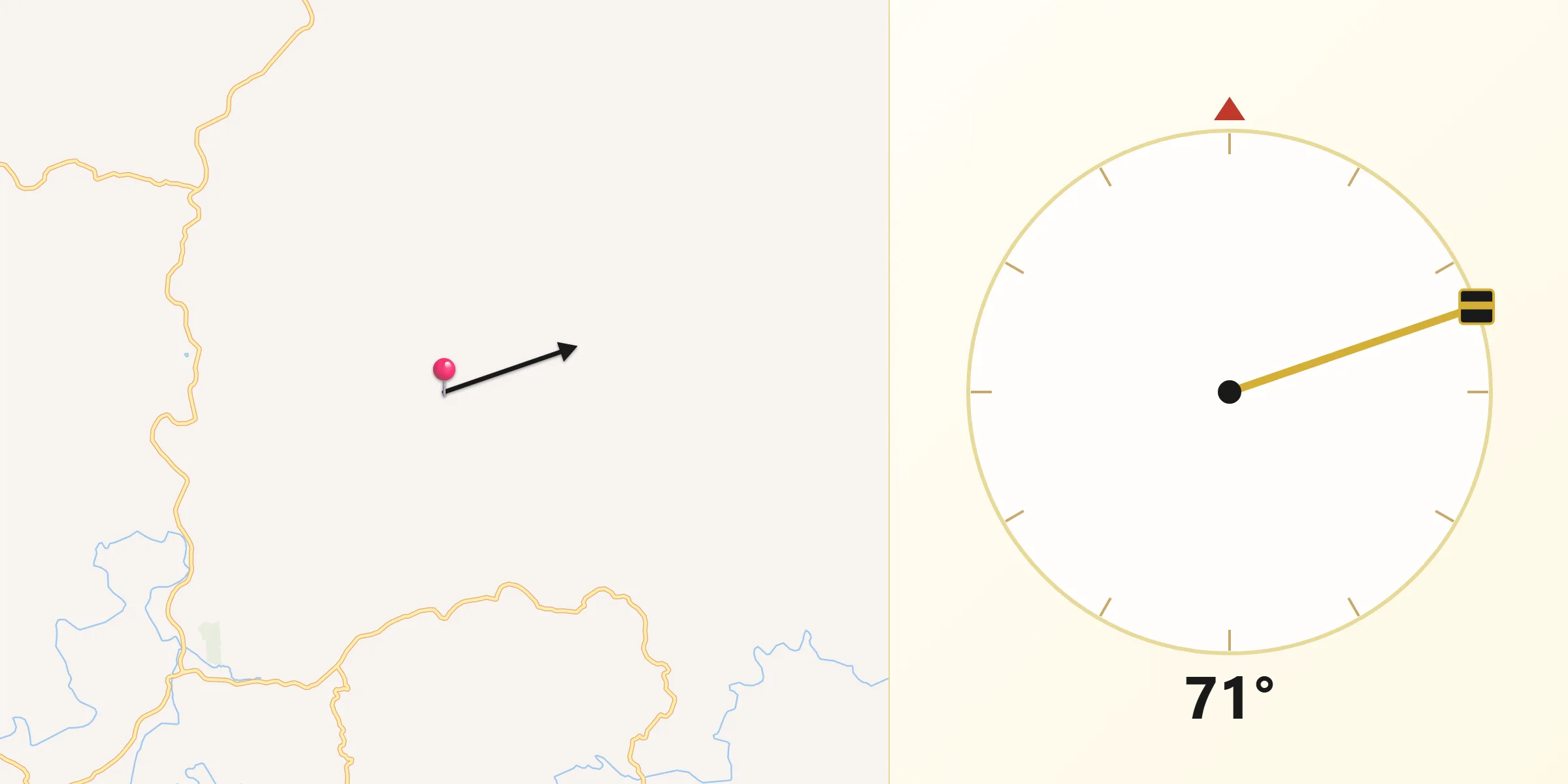 Direção da Qibla a partir de Cruz Machado