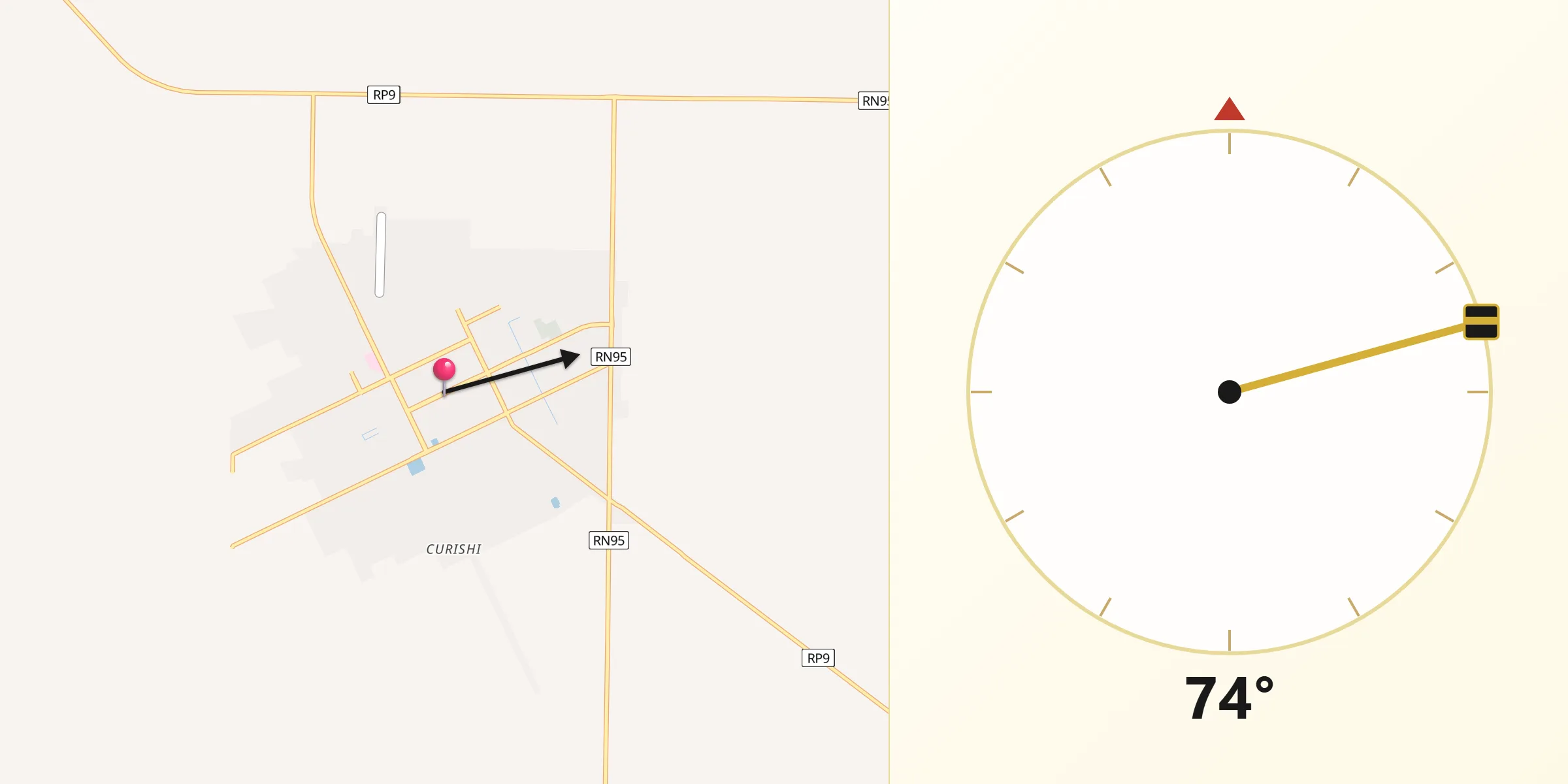 Dirección de la Qibla desde Castelli