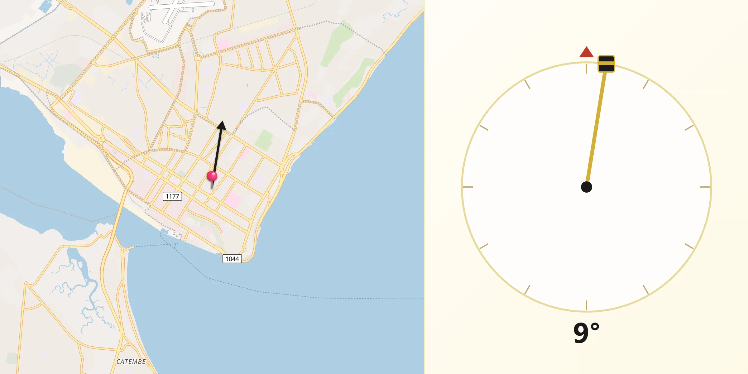 Direção da Qibla a partir de Lourenço Marques