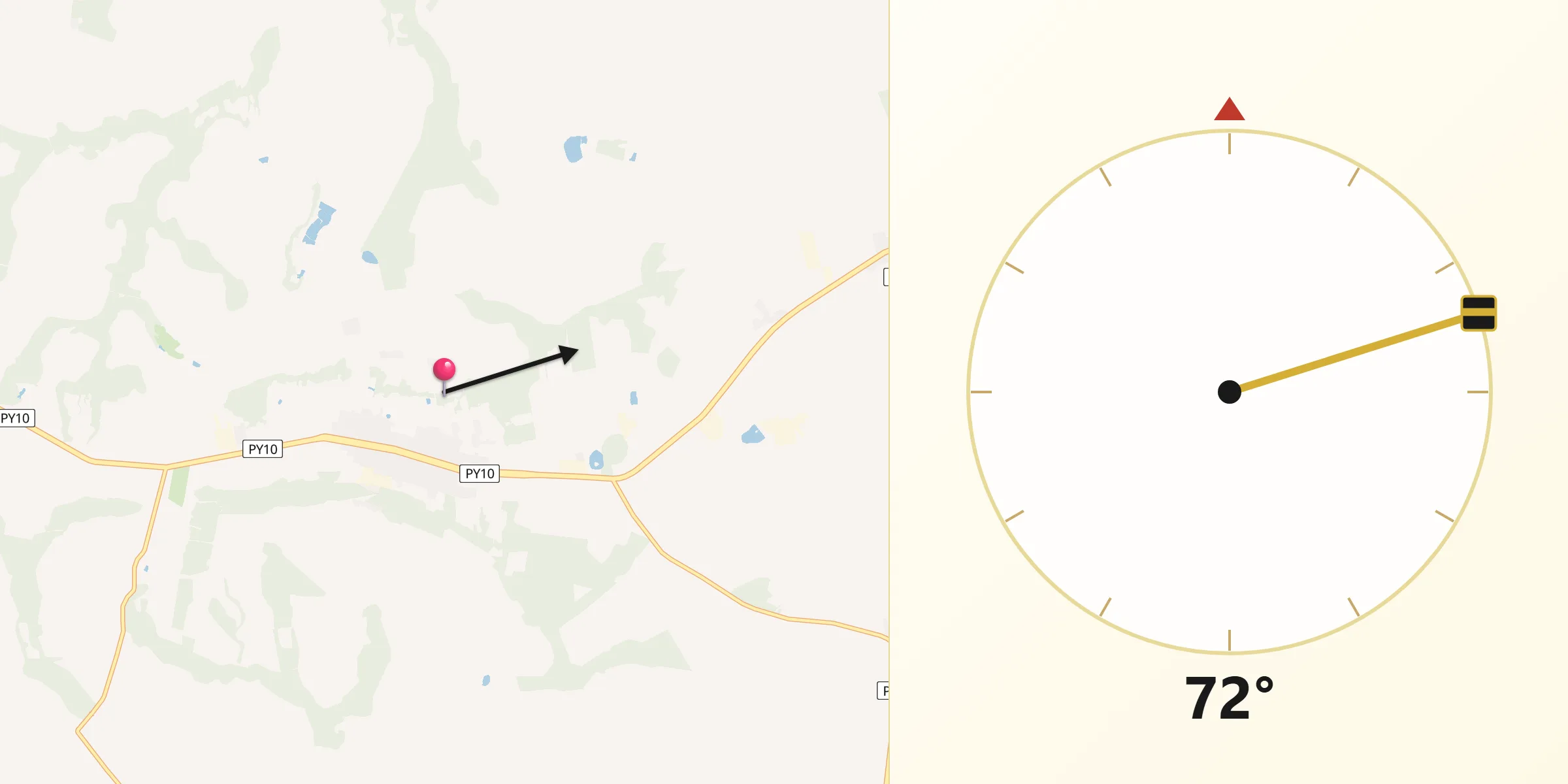 Dirección de la Qibla desde Naranjal