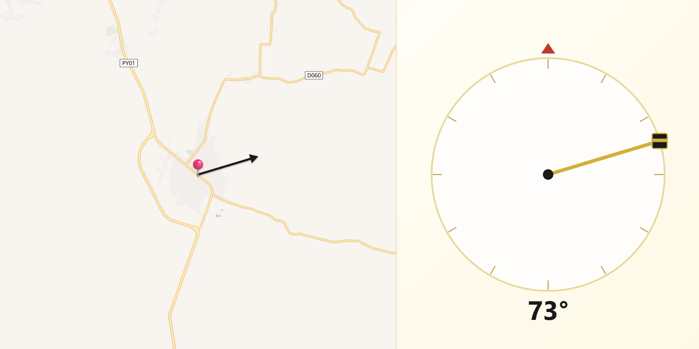 Dirección de la Qibla desde Quiindy