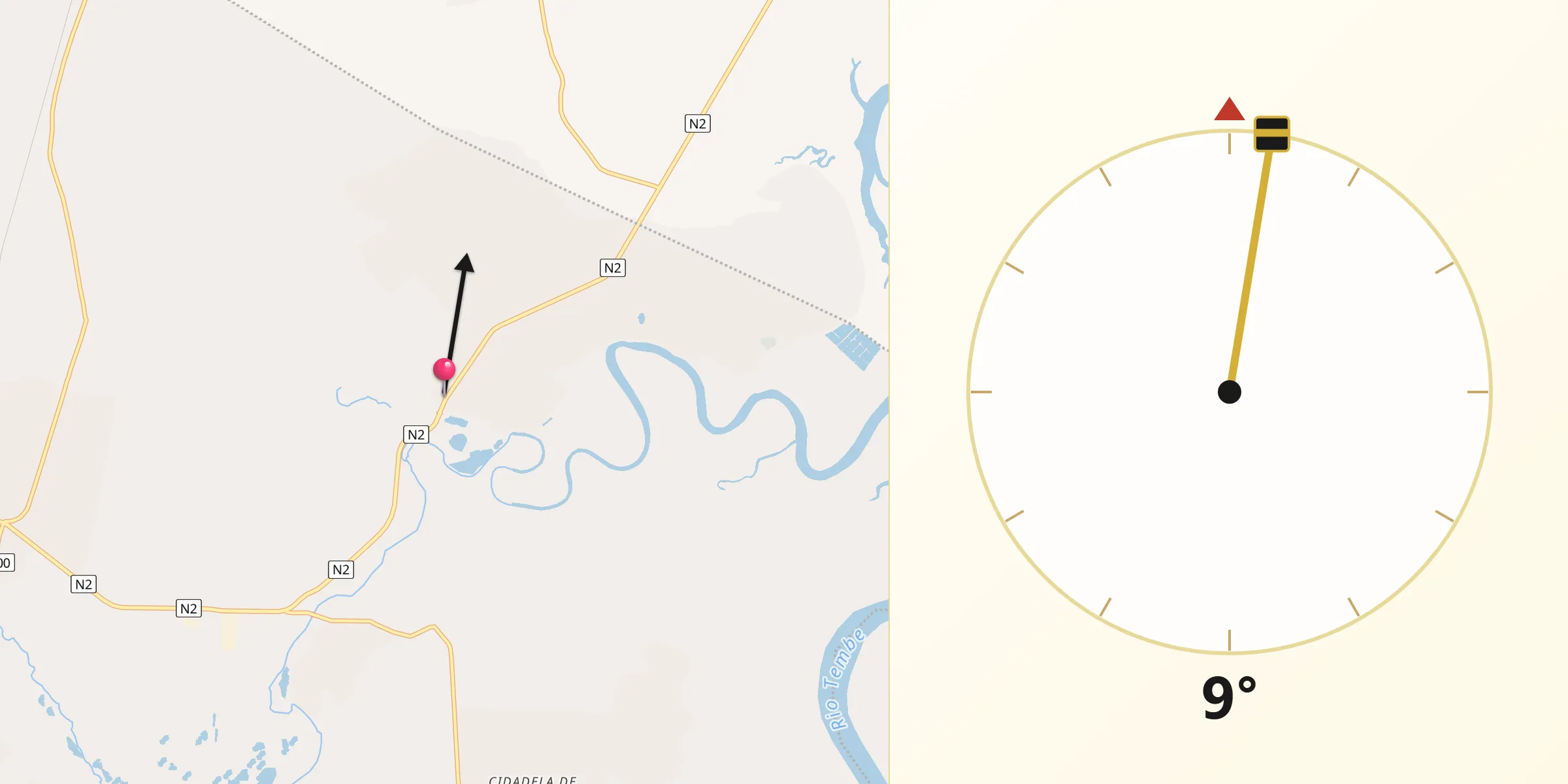 Direção da Qibla a partir de Boane