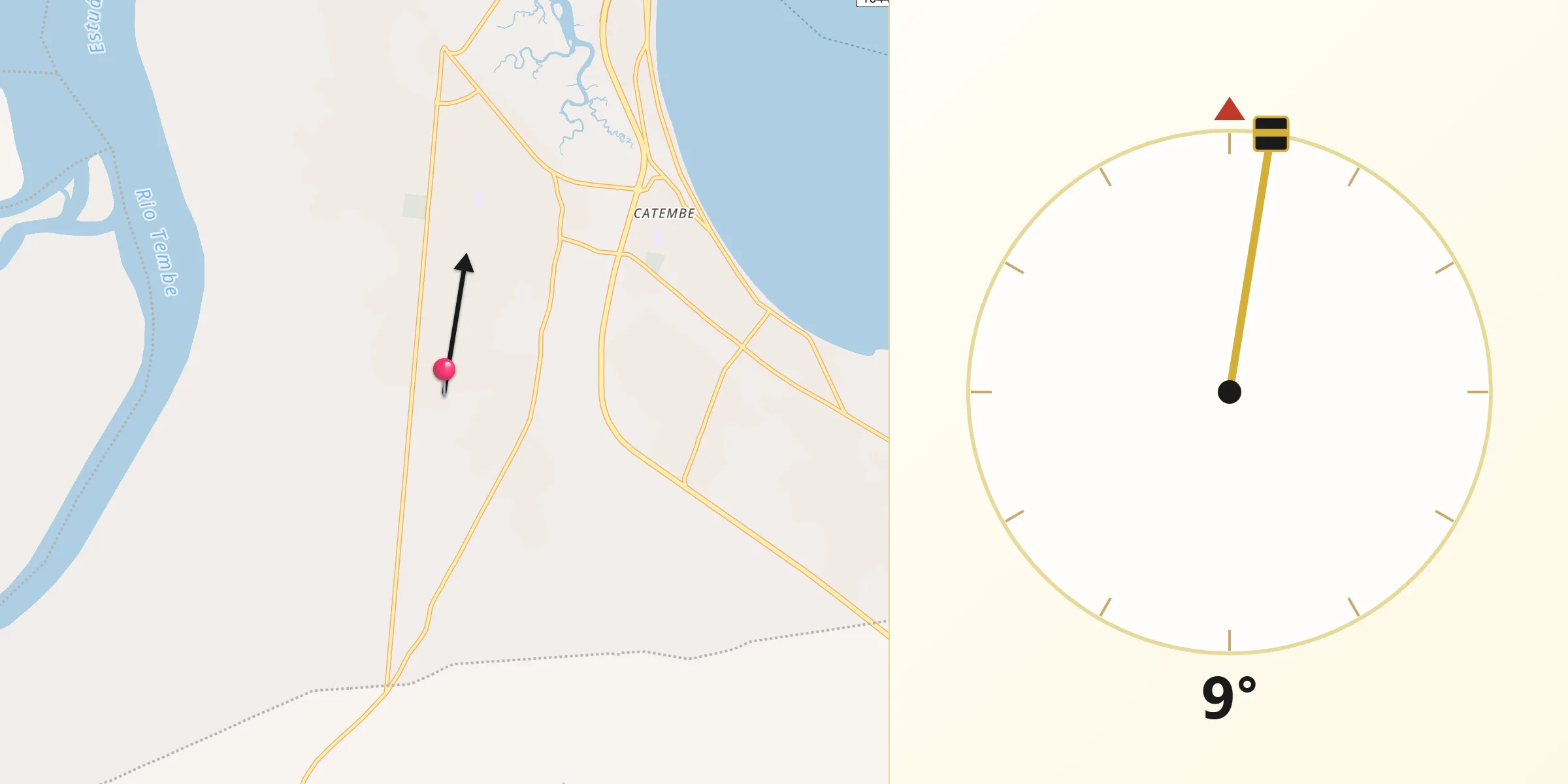 Direção da Qibla a partir de KaTembe