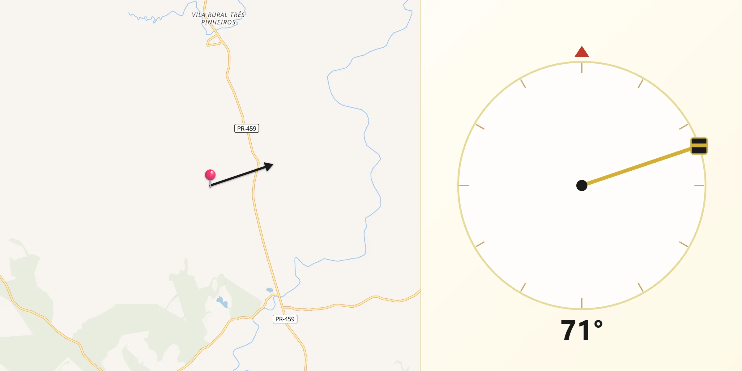 Direção da Qibla a partir de Mangueirinha
