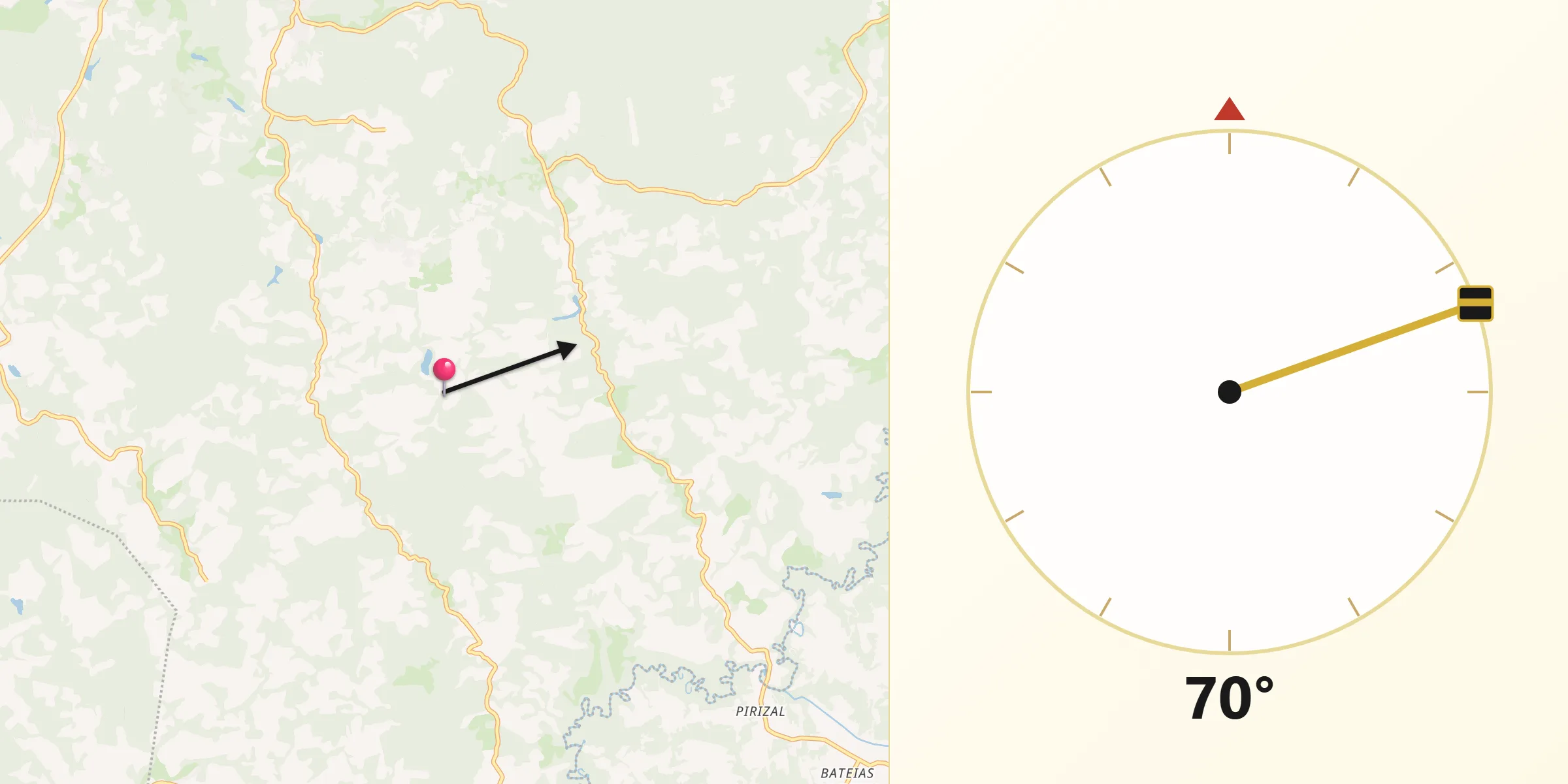 Direção da Qibla a partir de Agudos do Sul