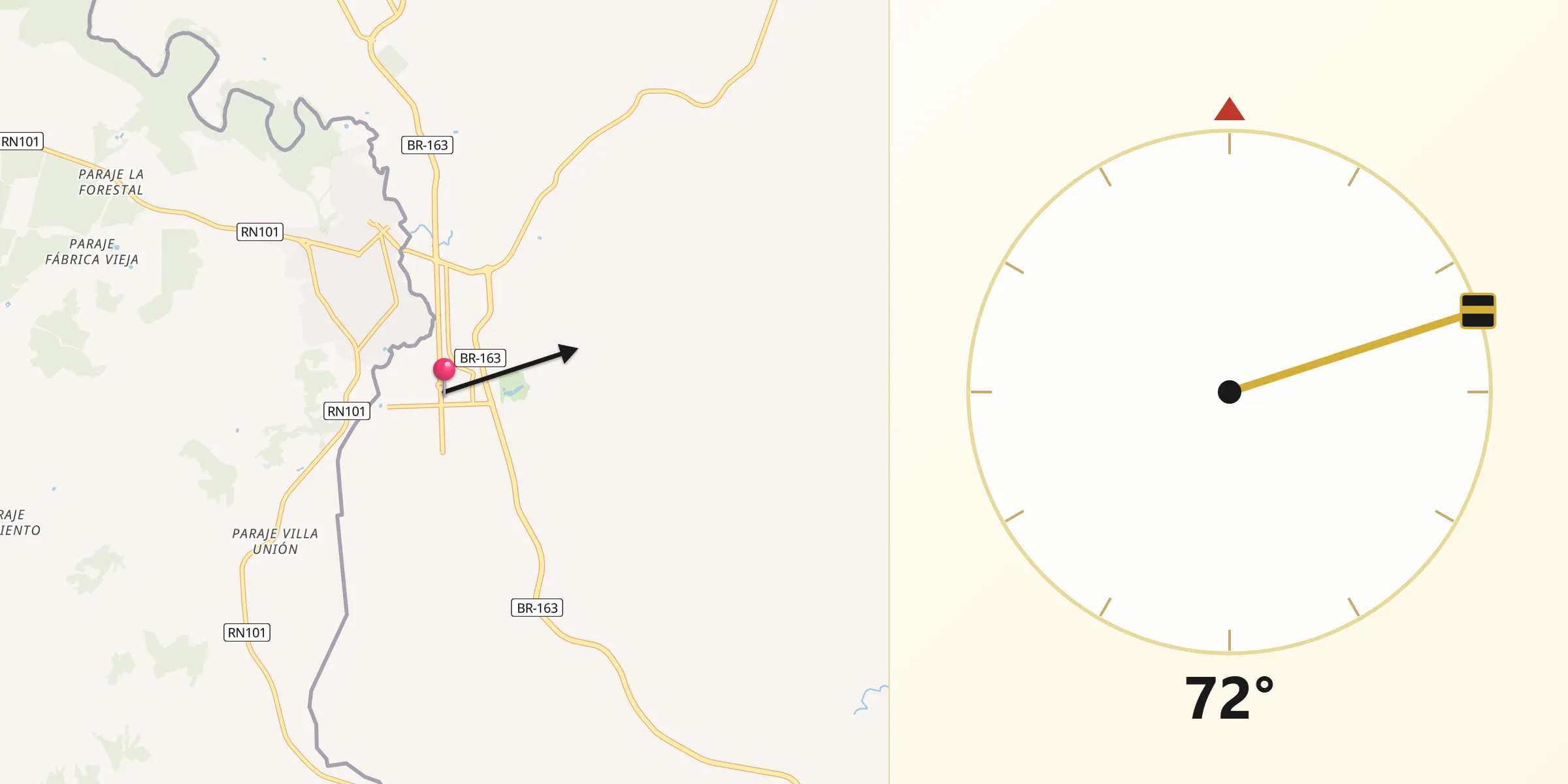 Direção da Qibla a partir de Santo Antônio do Sudoeste