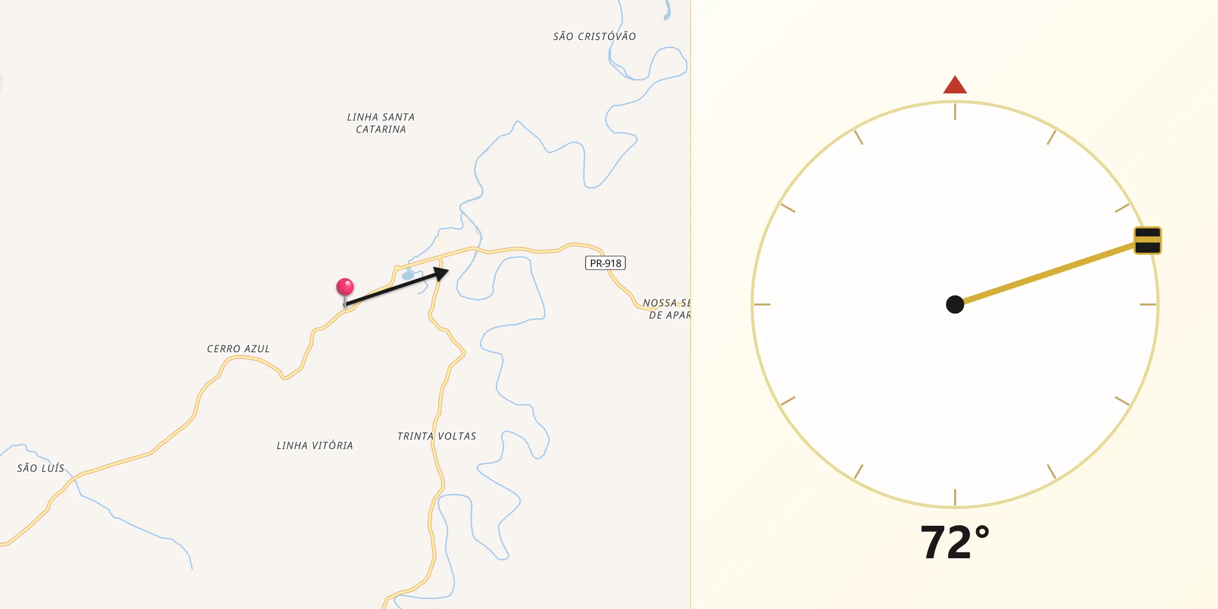 Direção da Qibla a partir de Bom Sucesso do Sul