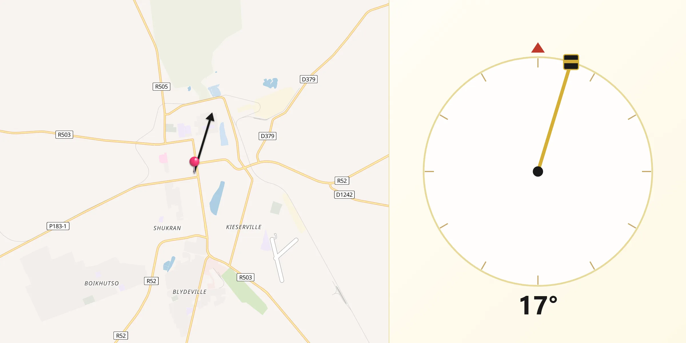 Qibla Direction from Lichtenburg