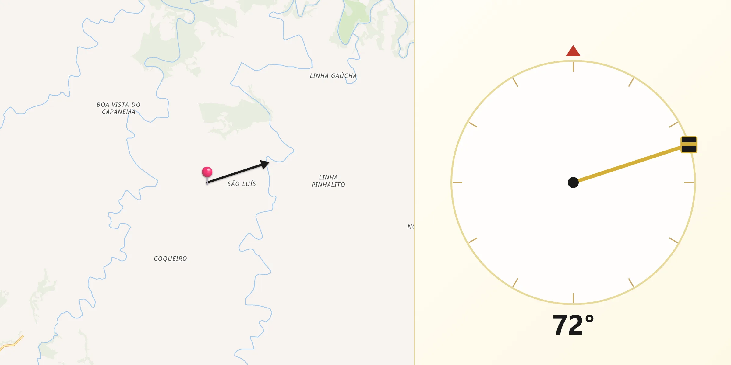 Direção da Qibla a partir de Bom Jesus do Sul