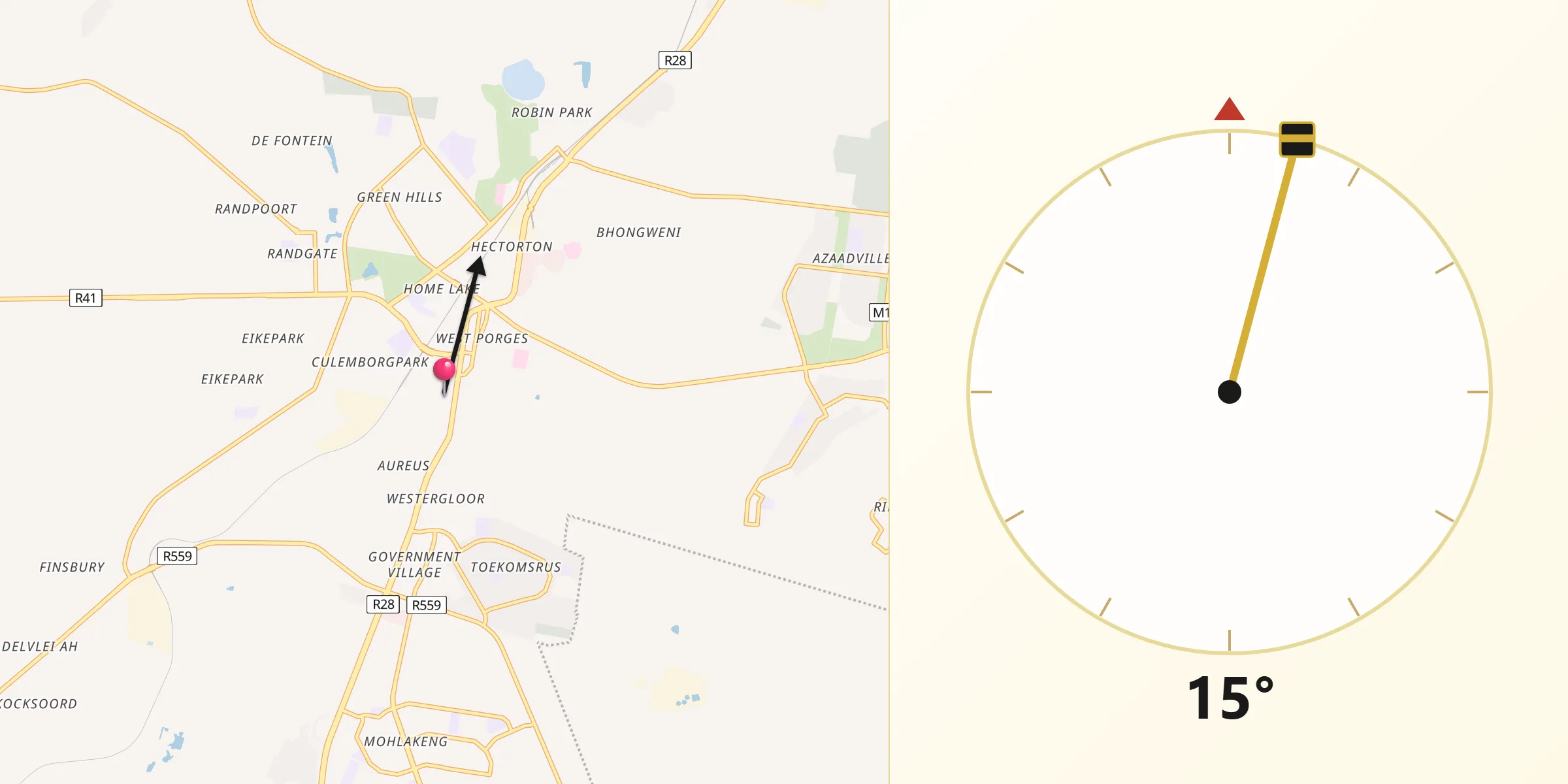 Qibla Direction from Randfontein