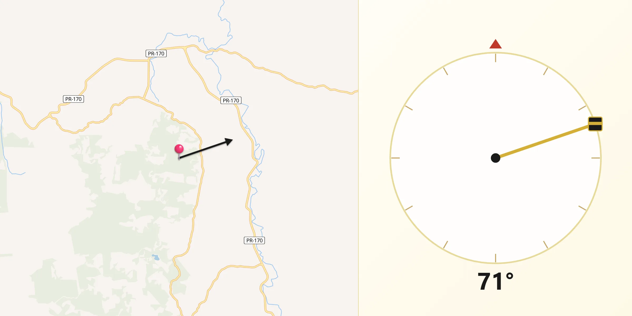Direção da Qibla a partir de Bituruna